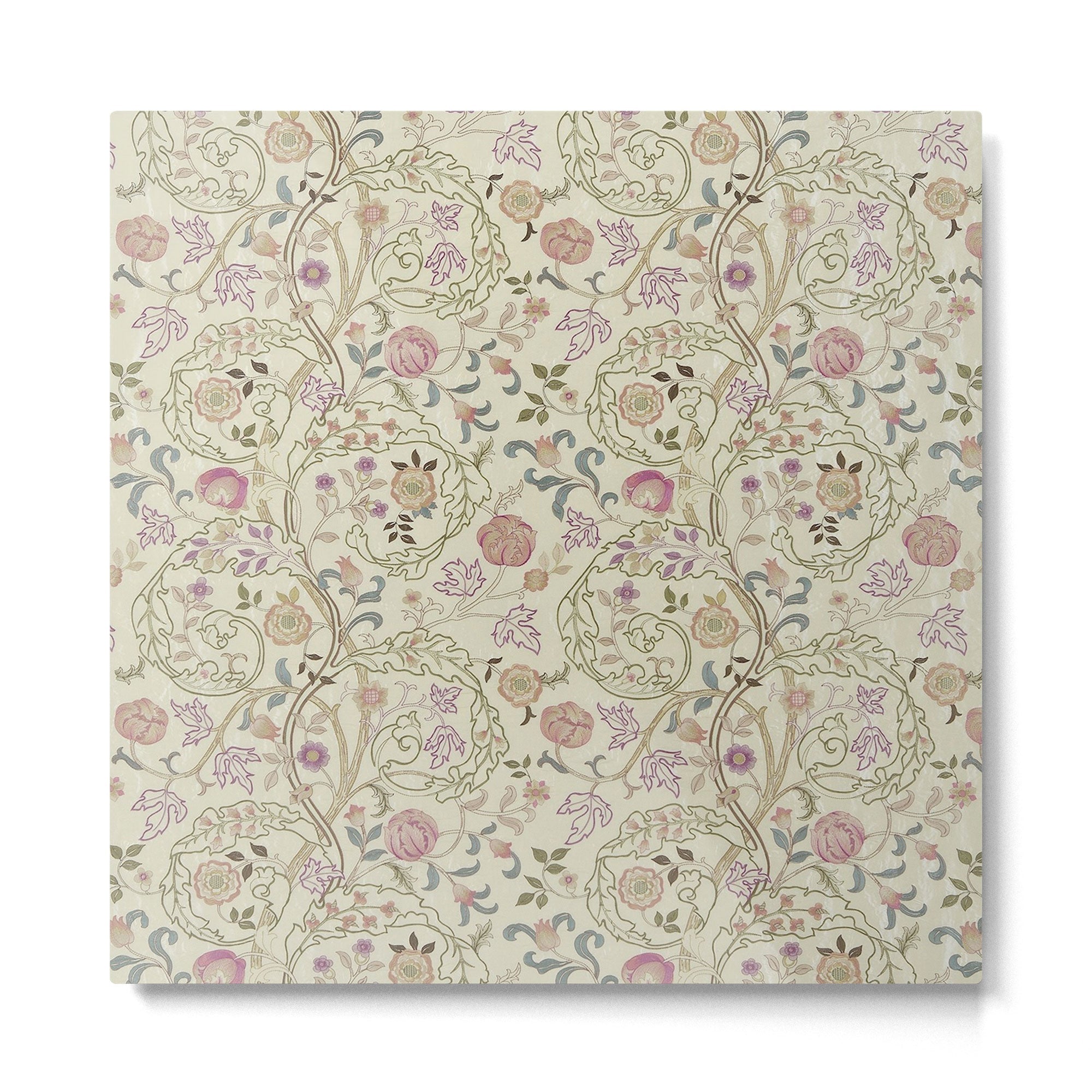William Morris Mary Isobel Pink Rose Artichoke Vintage Floral Pattern Metal Print | TeksDecor