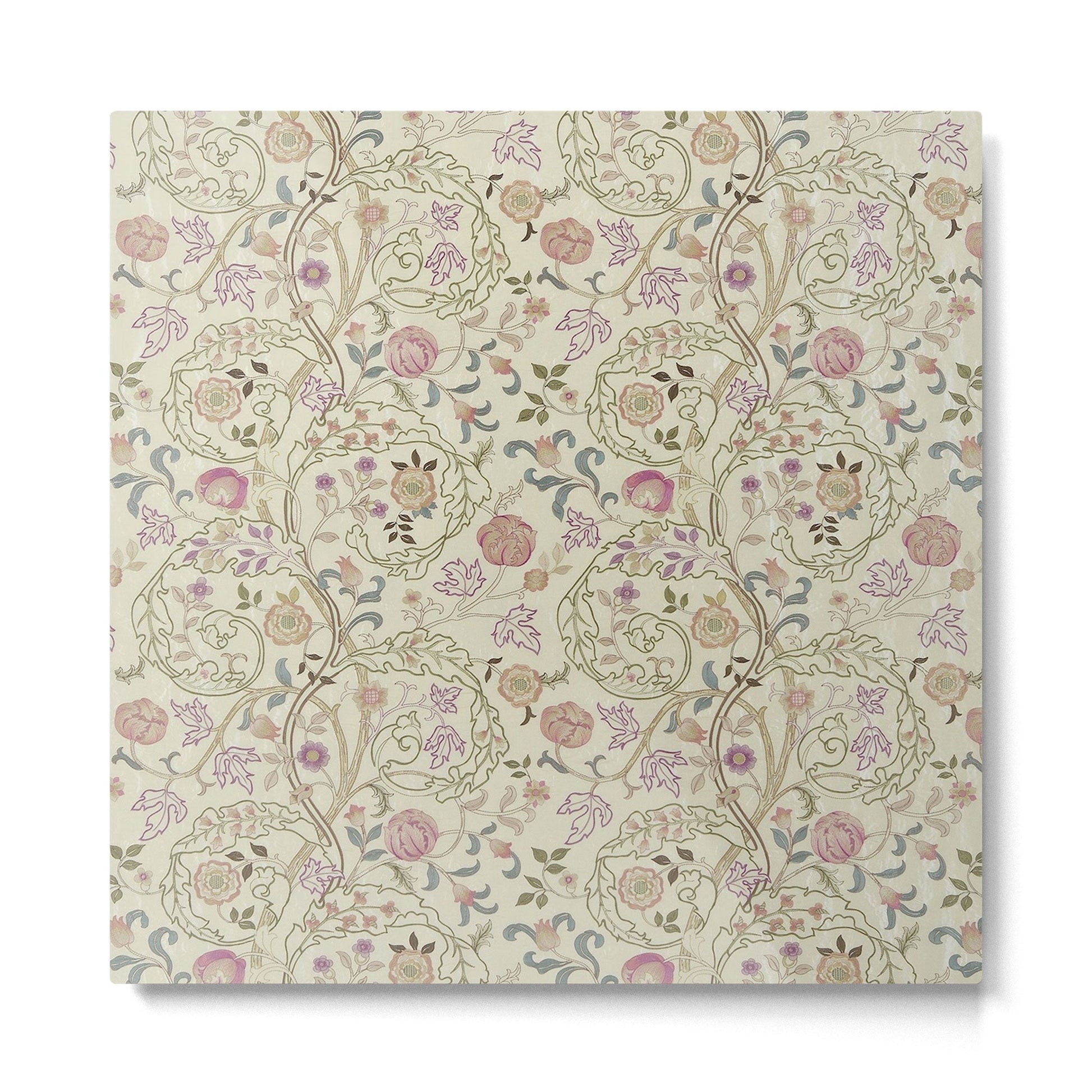 William Morris Mary Isobel Pink Rose Artichoke Vintage Floral Pattern Metal Print | TeksDecor