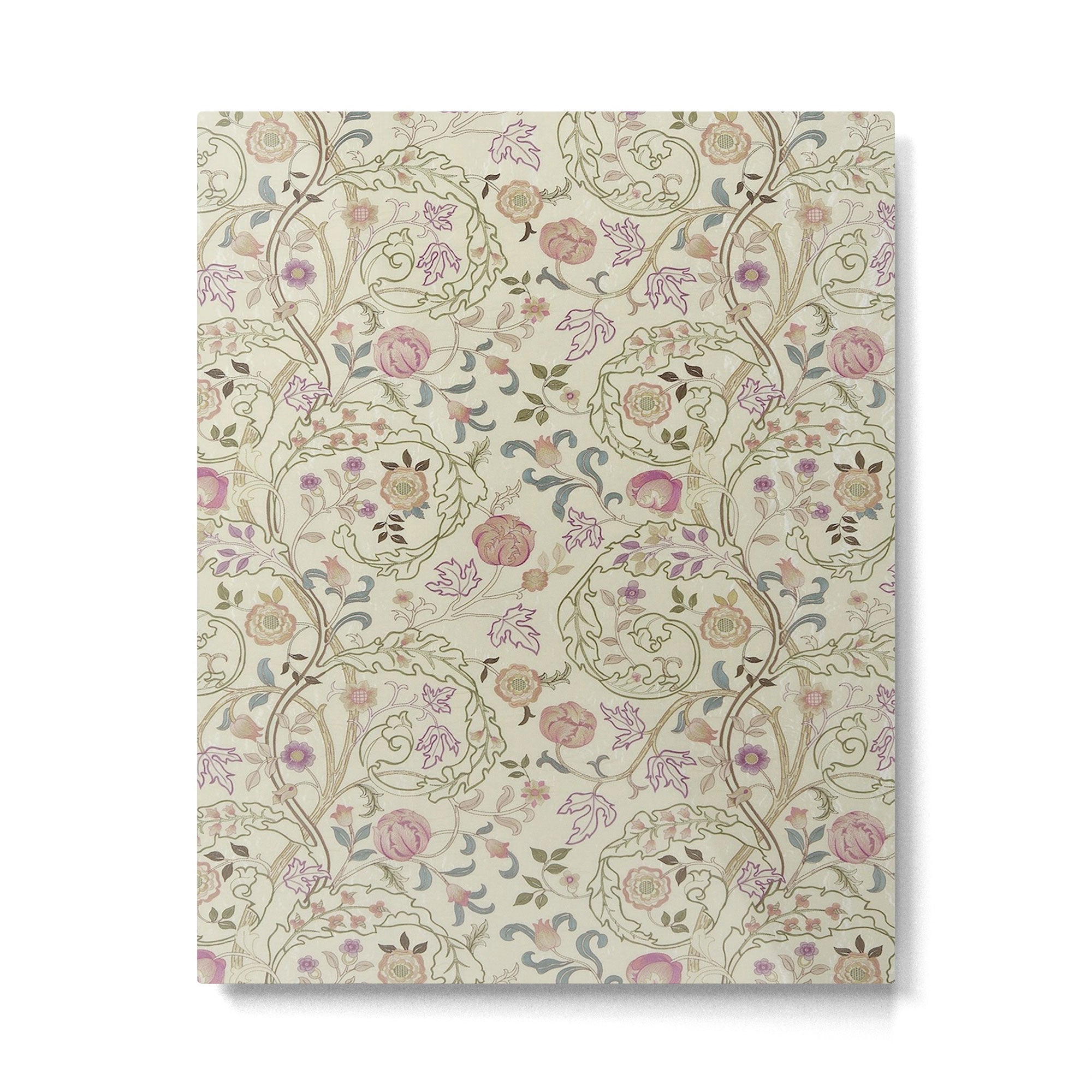 William Morris Mary Isobel Pink Rose Artichoke Vintage Floral Pattern Metal Print | TeksDecor