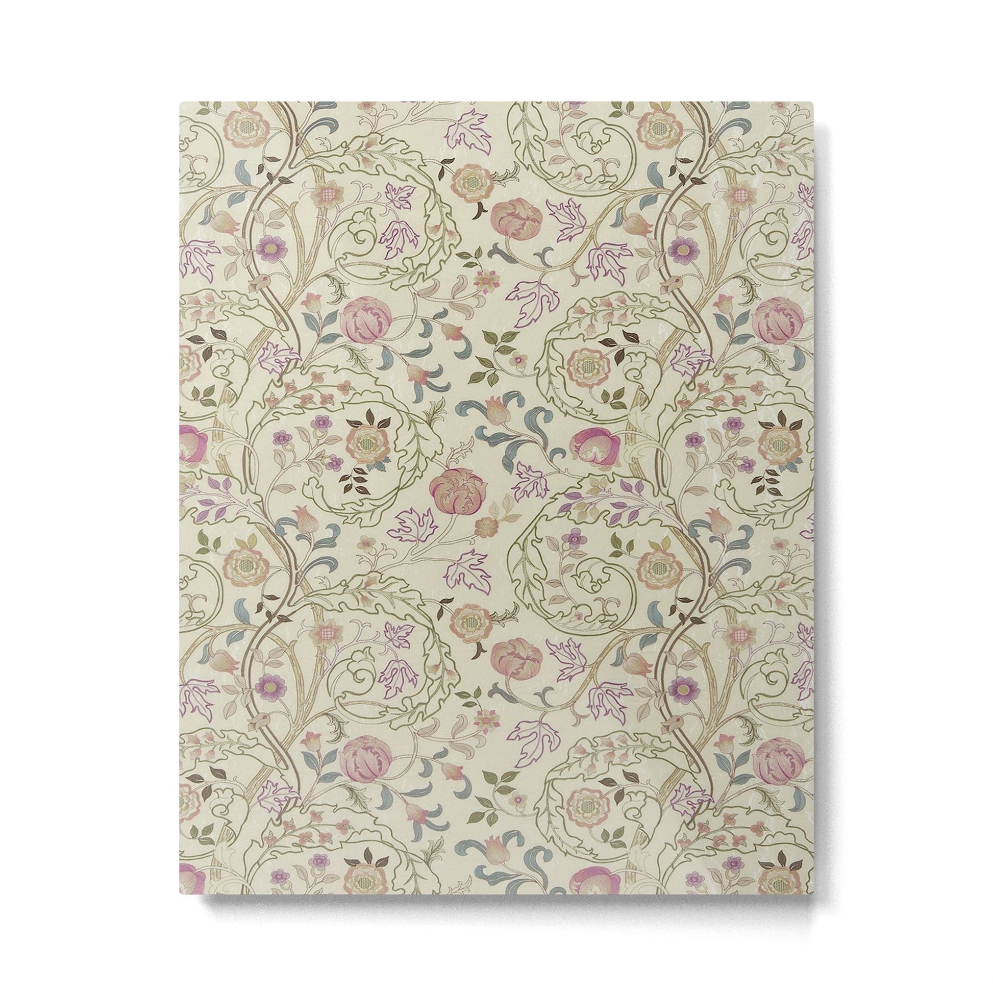 William Morris Mary Isobel Pink Rose Artichoke Vintage Floral Pattern Metal Print | TeksDecor