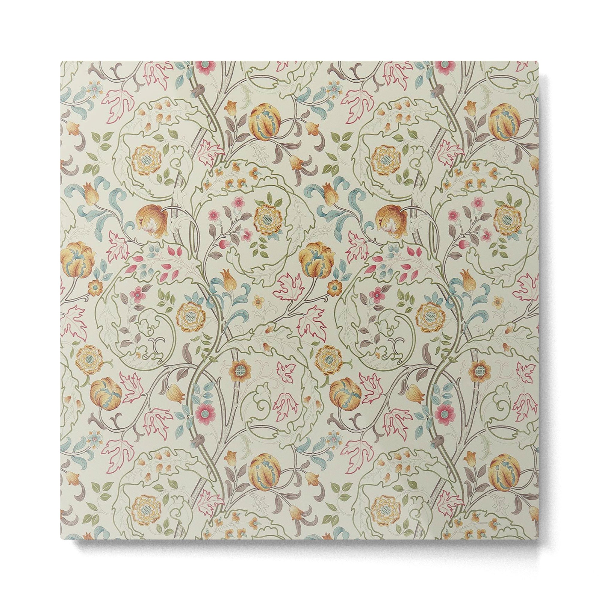 William Morris Mary Isobel Russet Taupe Vintage Floral Pattern Metal Print | TeksDecor