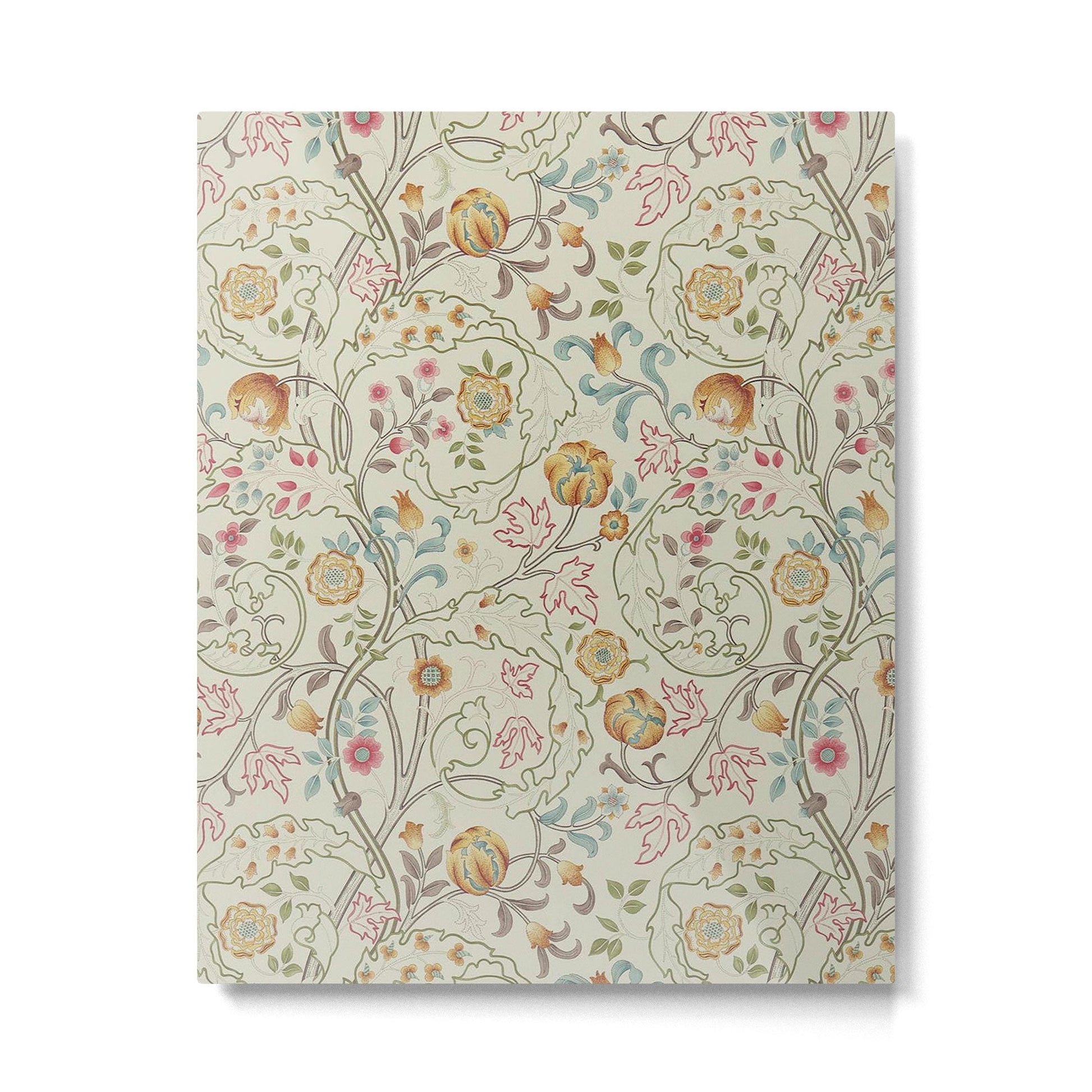 William Morris Mary Isobel Russet Taupe Vintage Floral Pattern Metal Print | TeksDecor