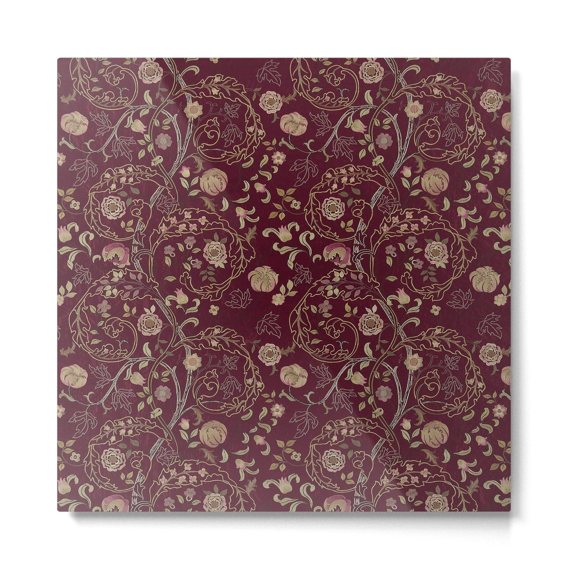 William Morris Mary Isobel Wine Rose Vintage Floral Pattern Metal Print | TeksDecor