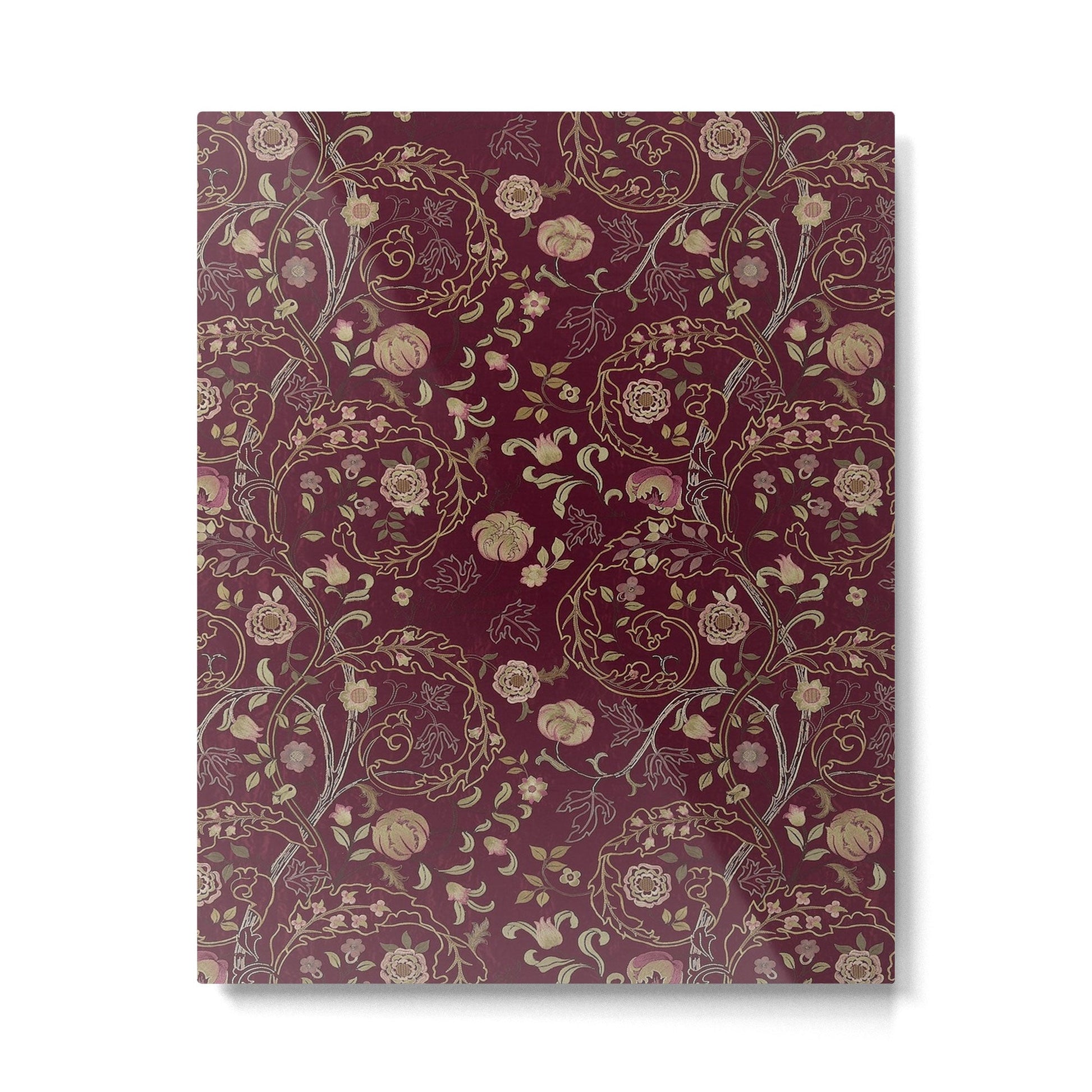 William Morris Mary Isobel Wine Rose Vintage Floral Pattern Metal Print | TeksDecor