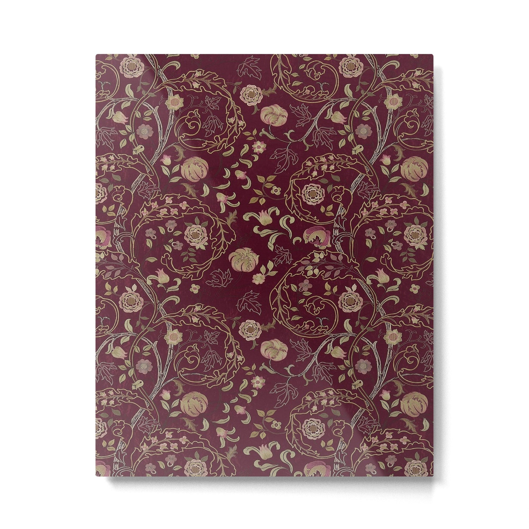William Morris Mary Isobel Wine Rose Vintage Floral Pattern Metal Print | TeksDecor