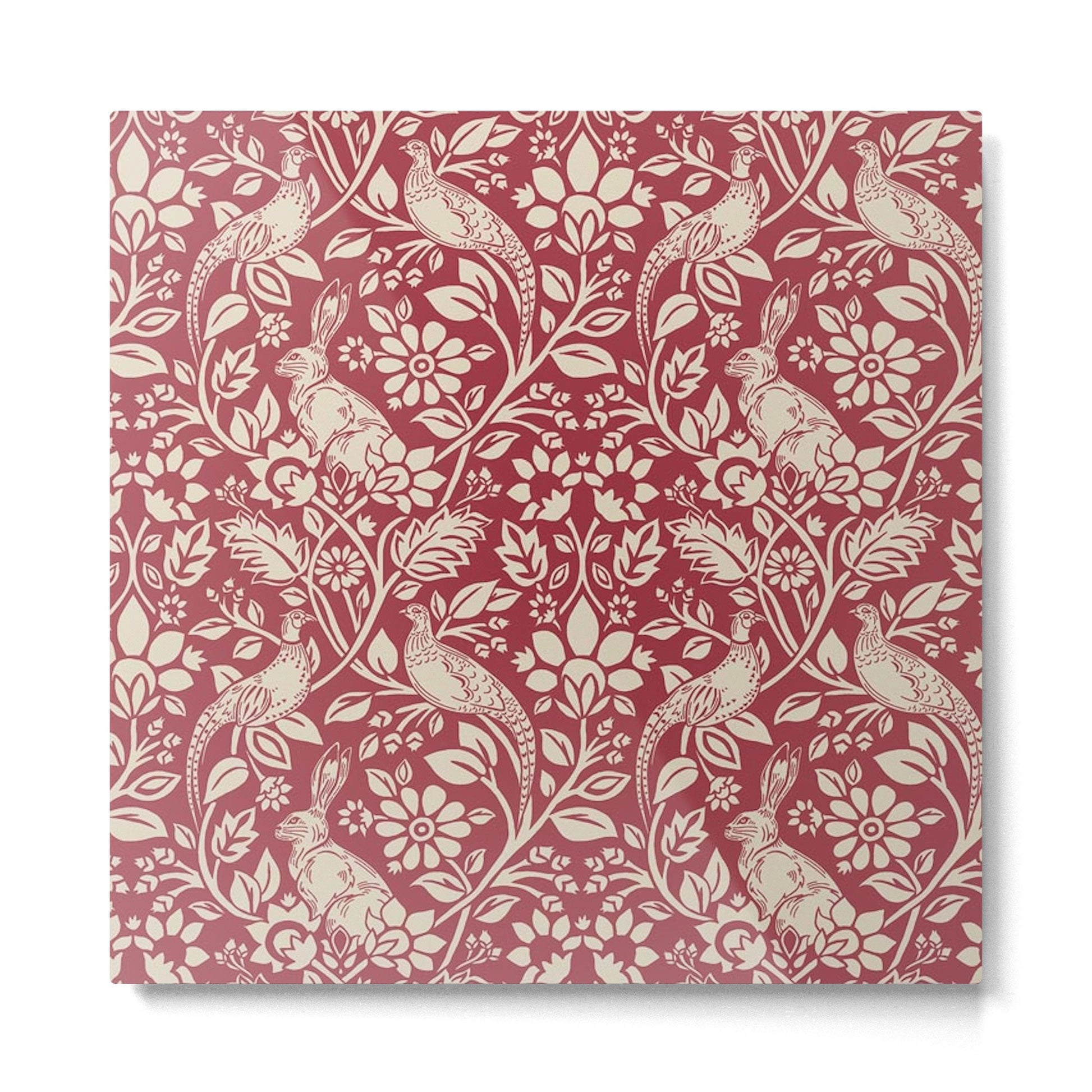 William Morris Merton Brer Rabbit Madder Red Pattern Metal Print | TeksDecor