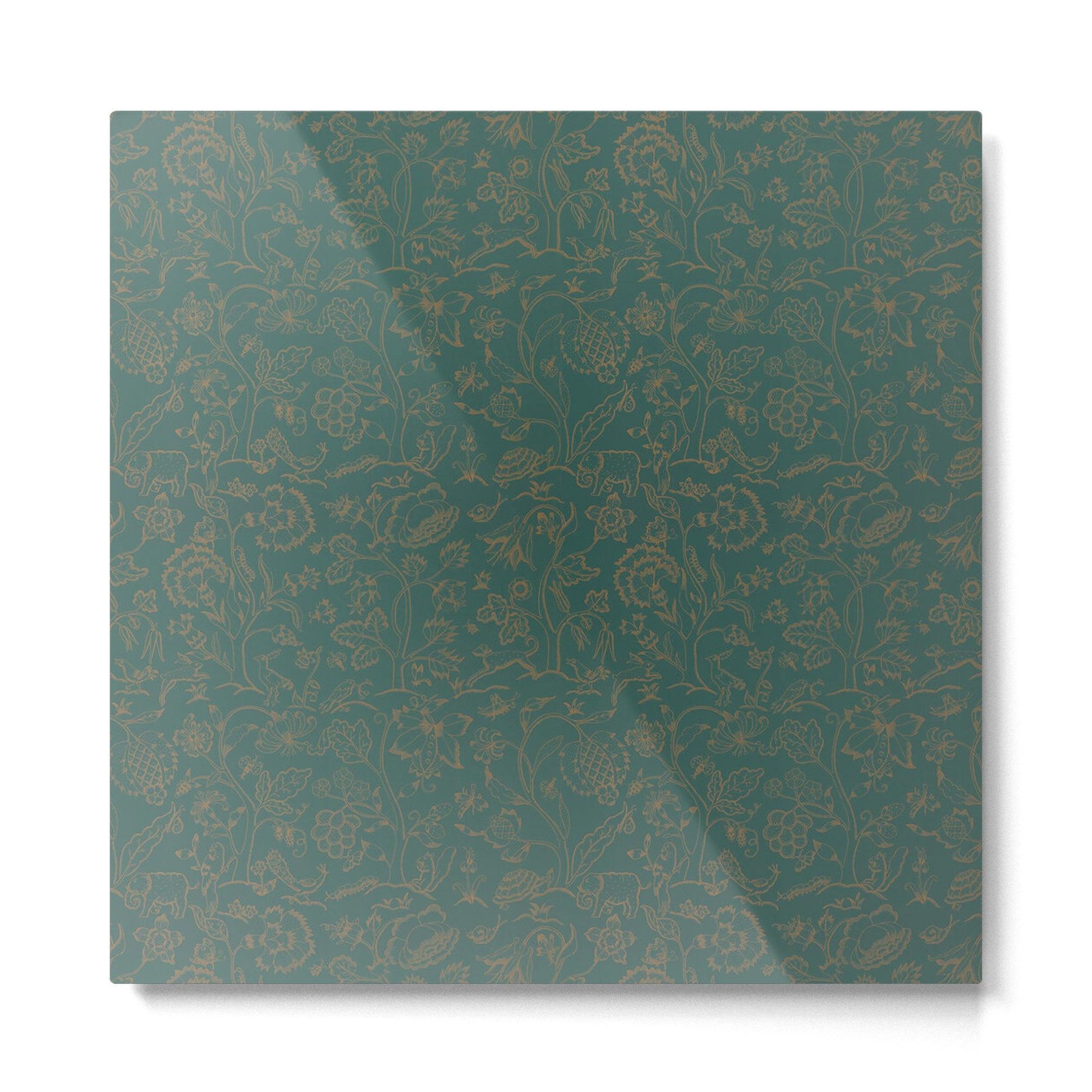 William Morris Middlemore Green Moss Gold Pattern Metal Print | TeksDecor