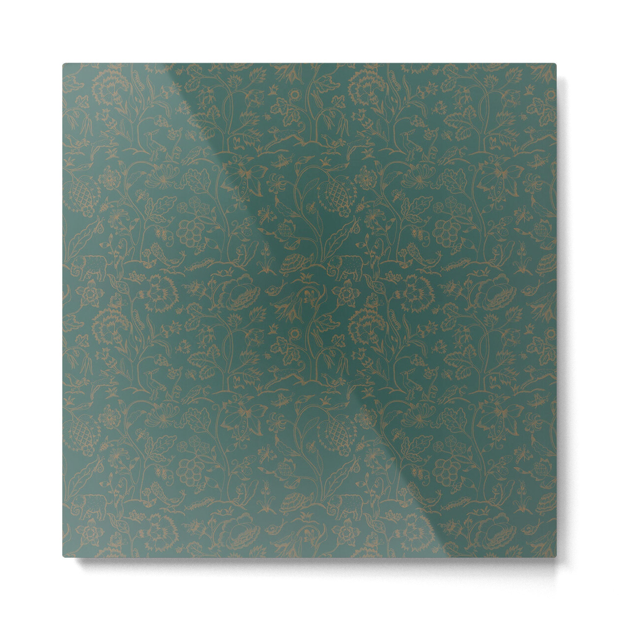 William Morris Middlemore Green Moss Gold Pattern Metal Print | TeksDecor