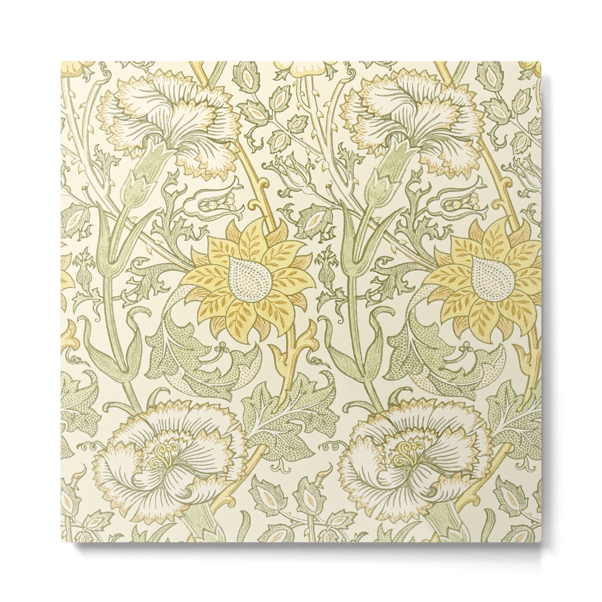 William Morris Pink and Rose Cowslip Fennel Yellow Pattern Metal Print | TeksDecor
