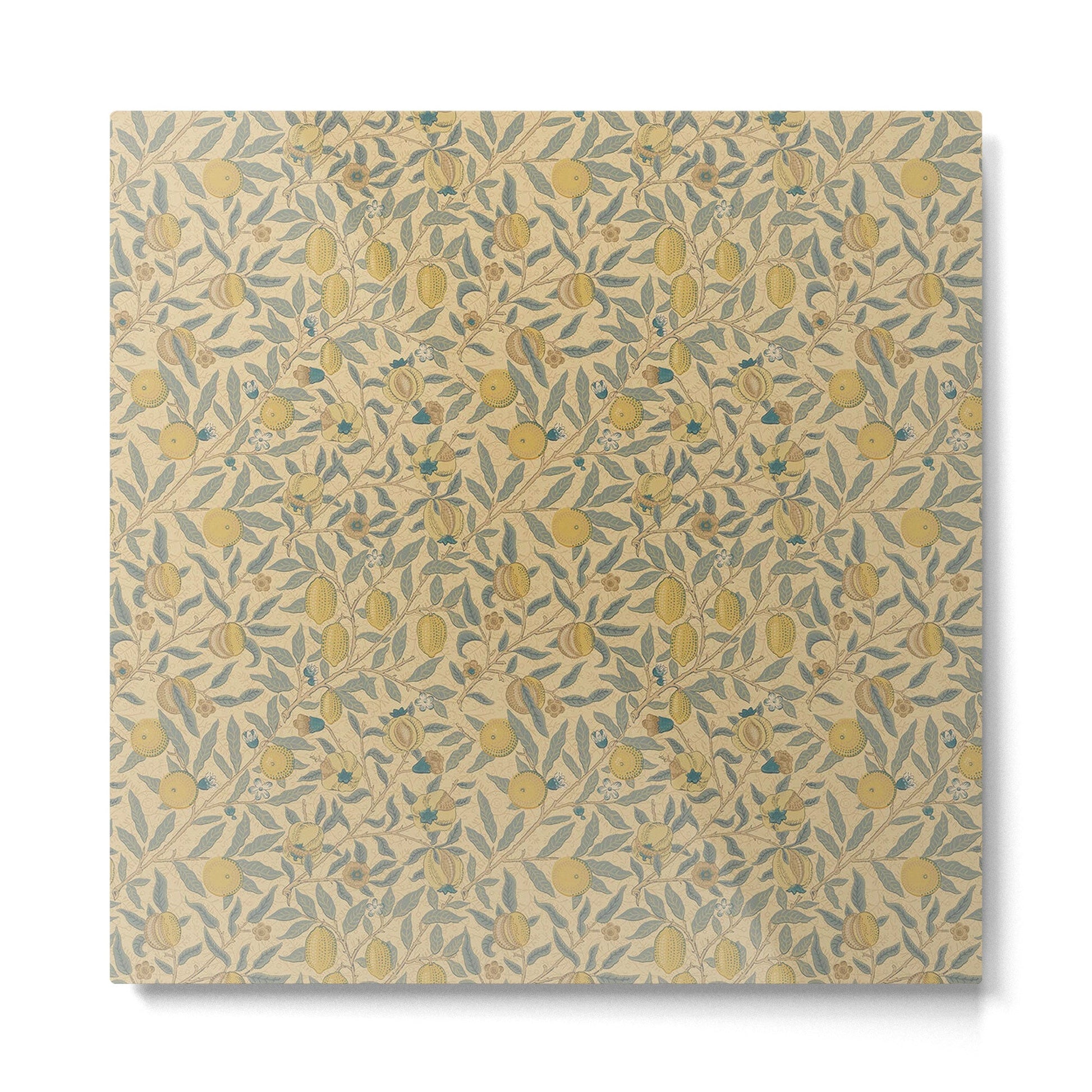 William Morris Pomegranate Fruit Blue Gold Metal Print | TeksDecor