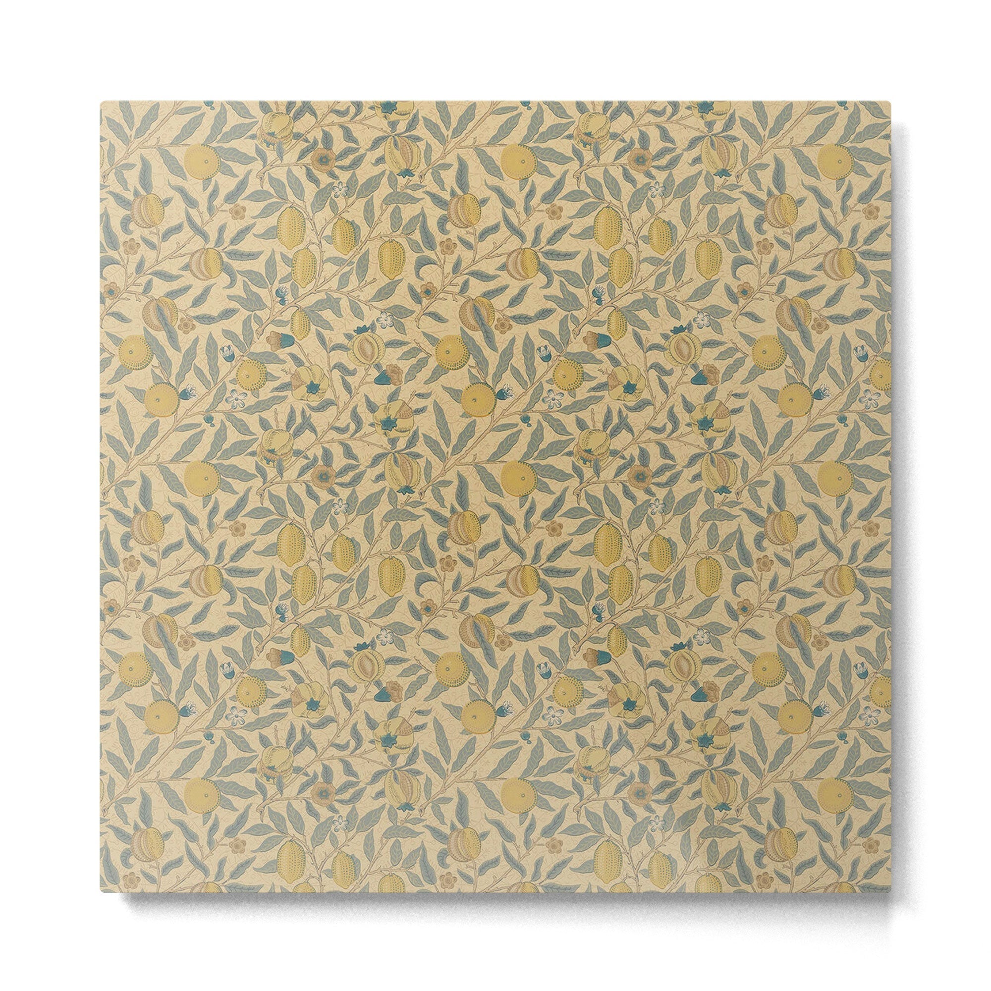 William Morris Pomegranate Fruit Blue Gold Metal Print | TeksDecor