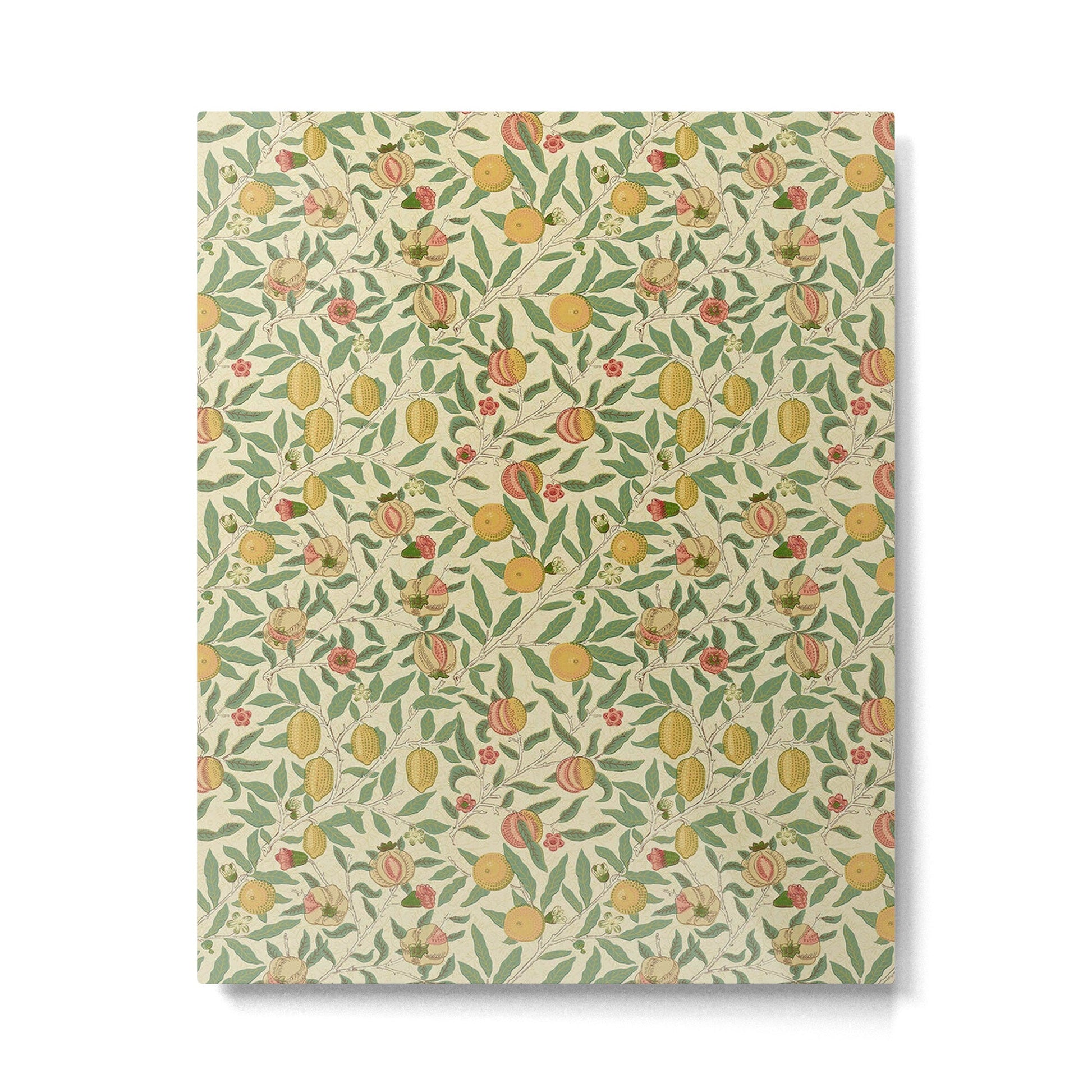 William Morris Pomegranate Fruit Beige Gold Coral Metal Print | TeksDecor