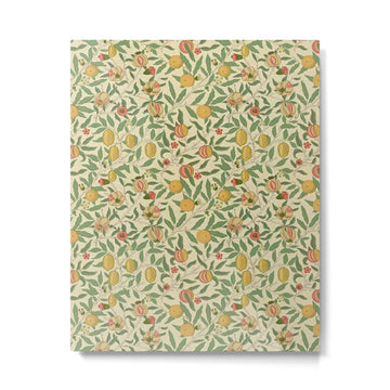 William Morris Pomegranate Fruit Beige Gold Coral Metal Print | TeksDecor