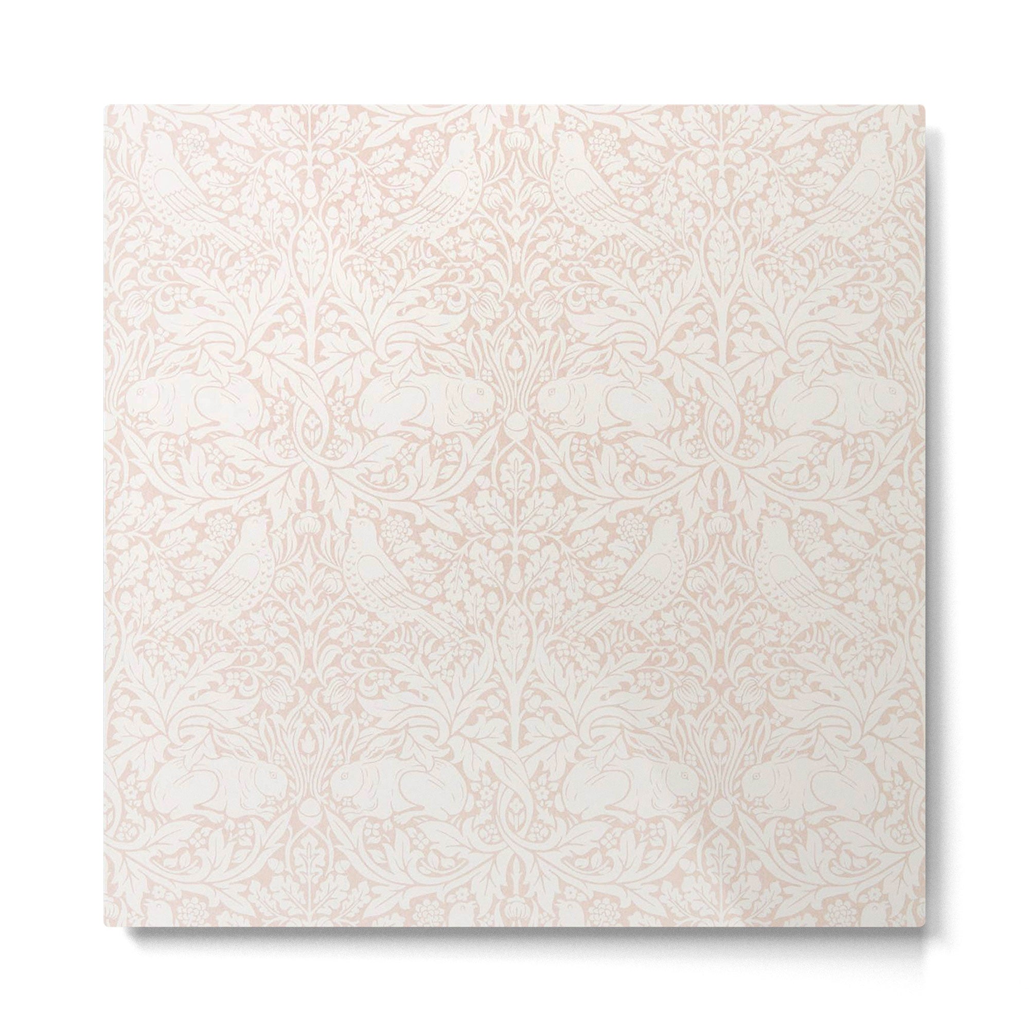 William Morris Pure Brer Rabbit Faded Sea Pink Vintage Pattern Metal Print | TeksDecor