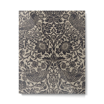 William Morris Pure Strawberry Thief Black Gilver Graphite Pattern Metal Print | TeksDecor
