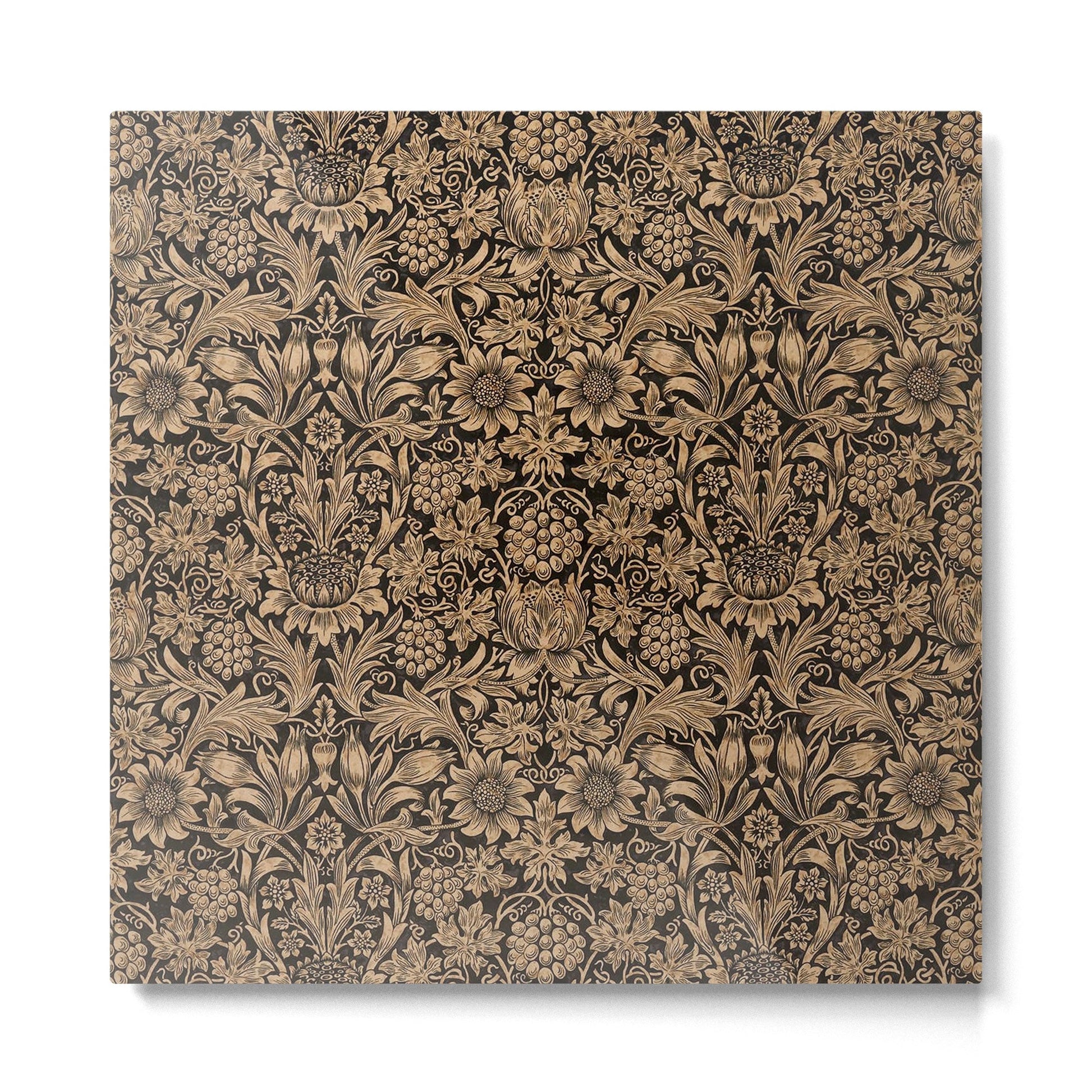 William Morris Pure Sunflower Brown Maple Lichen Vintage Pattern Metal Print | TeksDecor