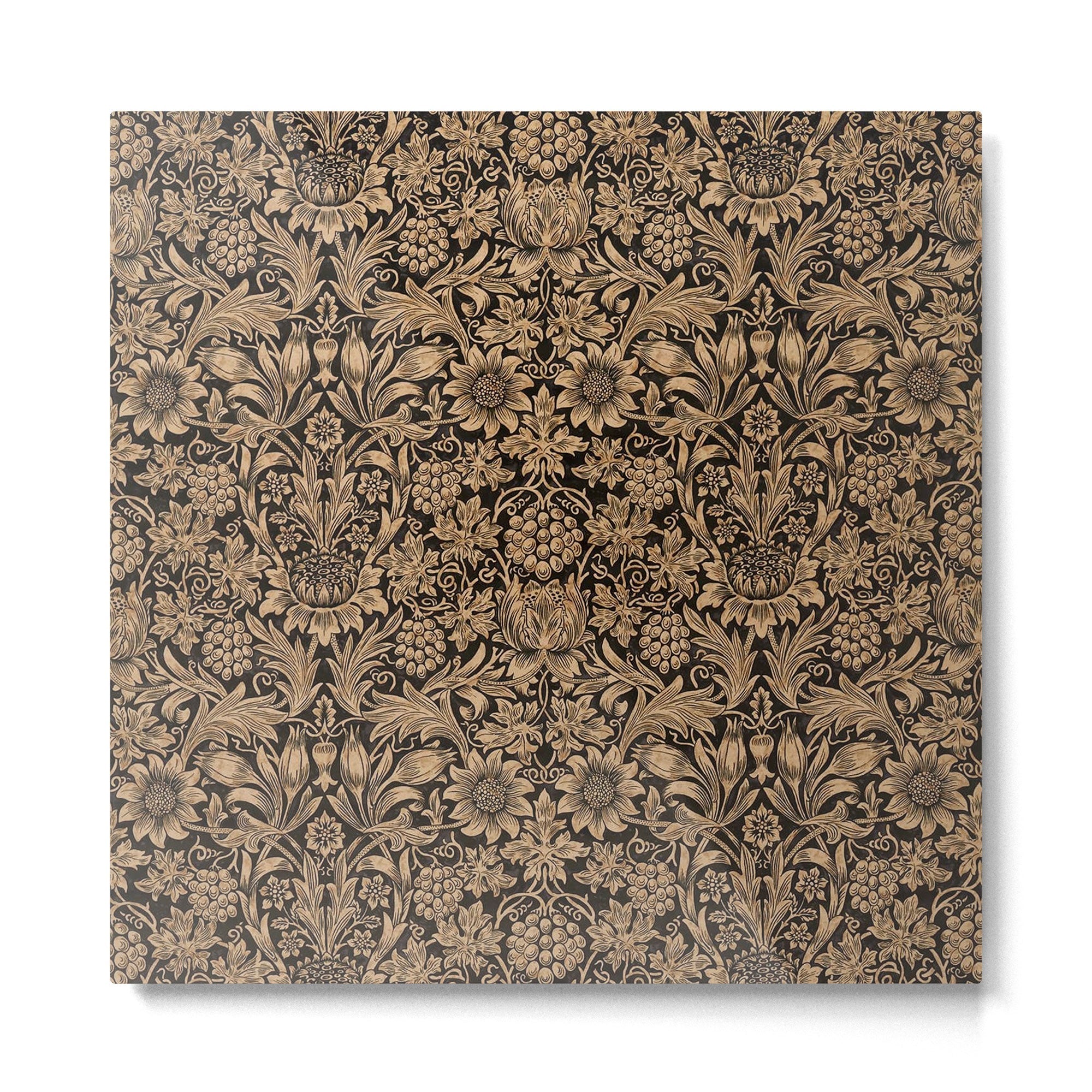 William Morris Pure Sunflower Brown Maple Lichen Vintage Pattern Metal Print | TeksDecor