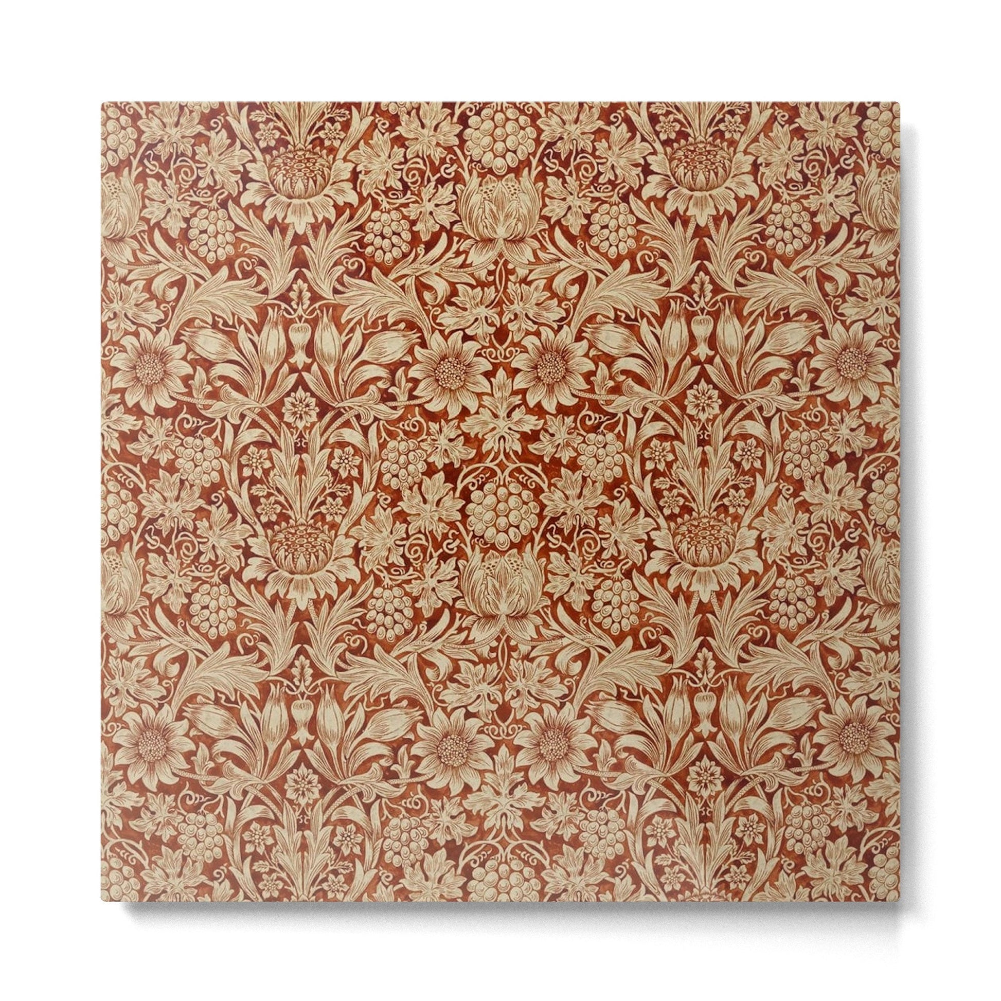 William Morris Pure Sunflower Red Saffron Vellum Vintage Pattern Metal Print | TeksDecor