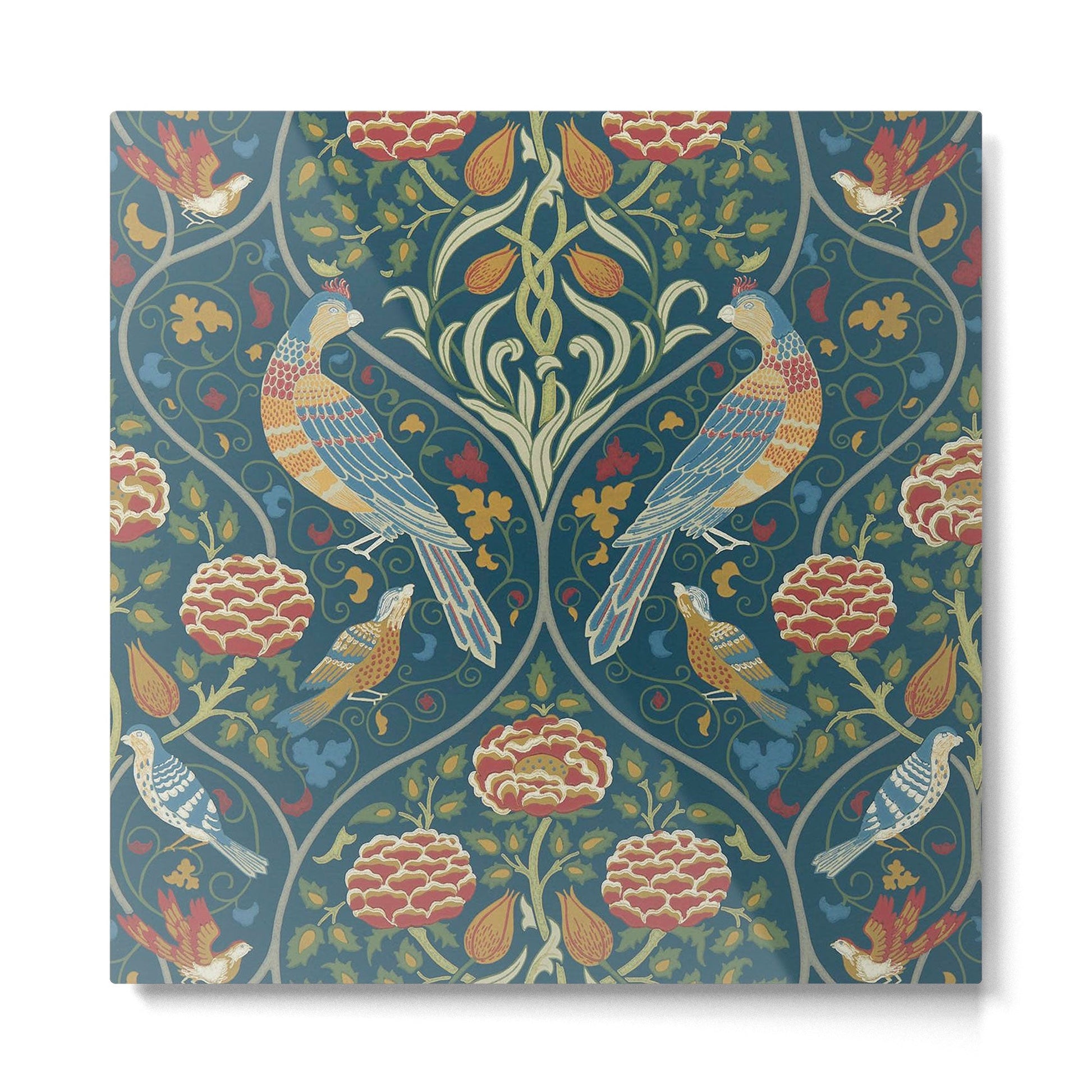 William Morris Seasons by May Melsetter Indigo Blue Metal Print | TeksDecor