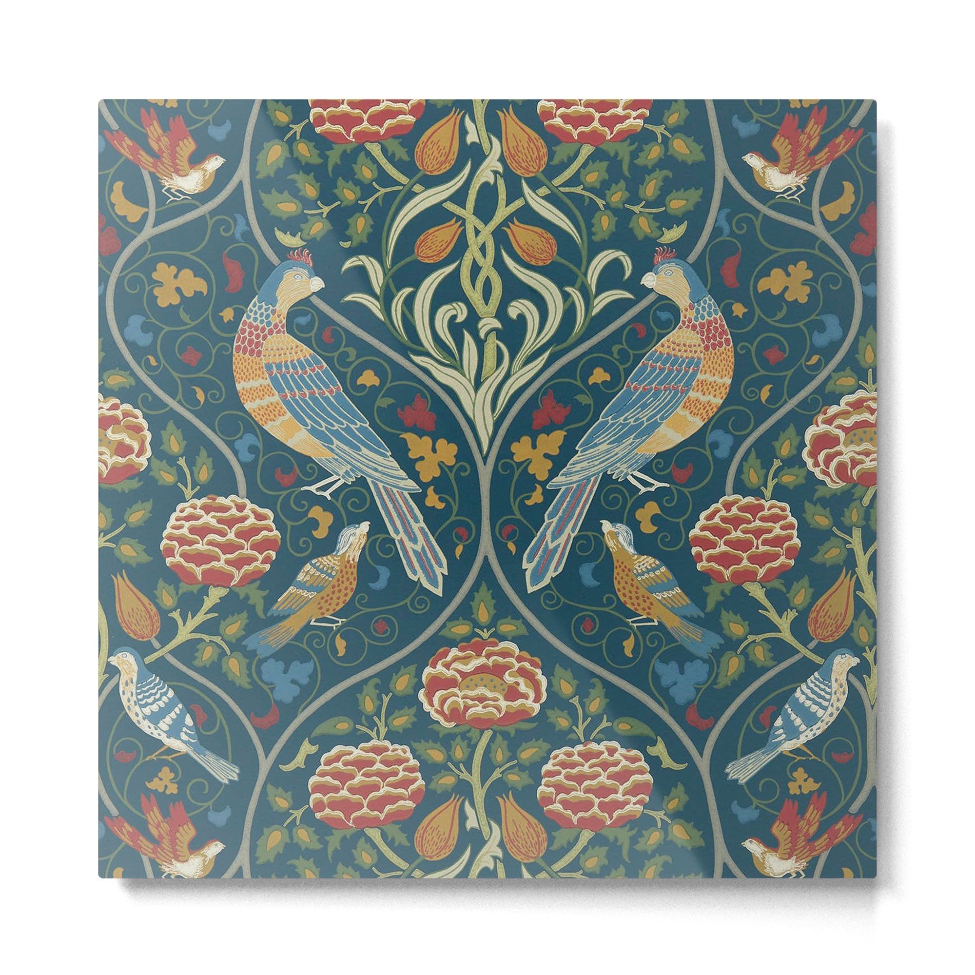 William Morris Seasons by May Melsetter Indigo Blue Metal Print | TeksDecor