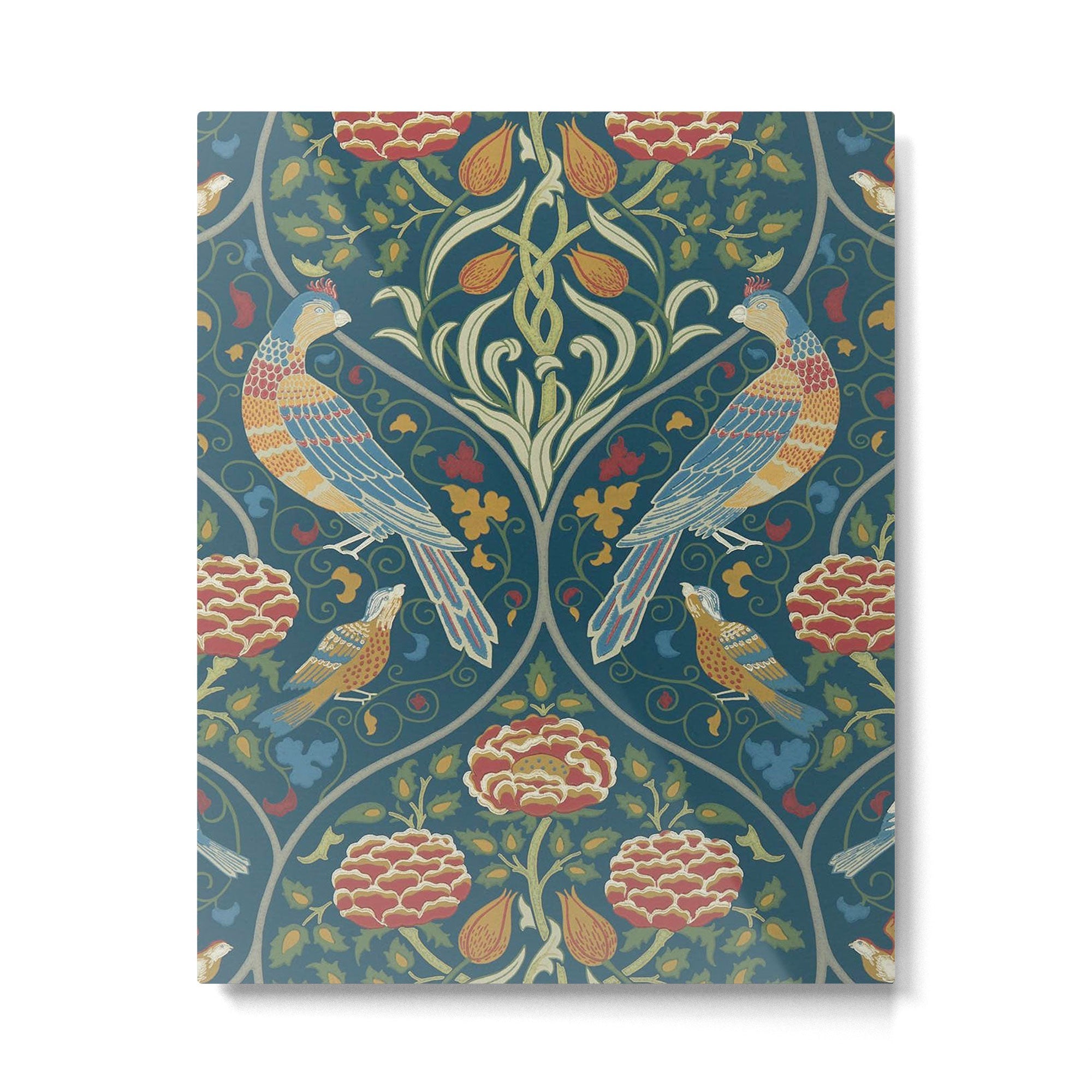 William Morris Seasons by May Melsetter Indigo Blue Metal Print | TeksDecor