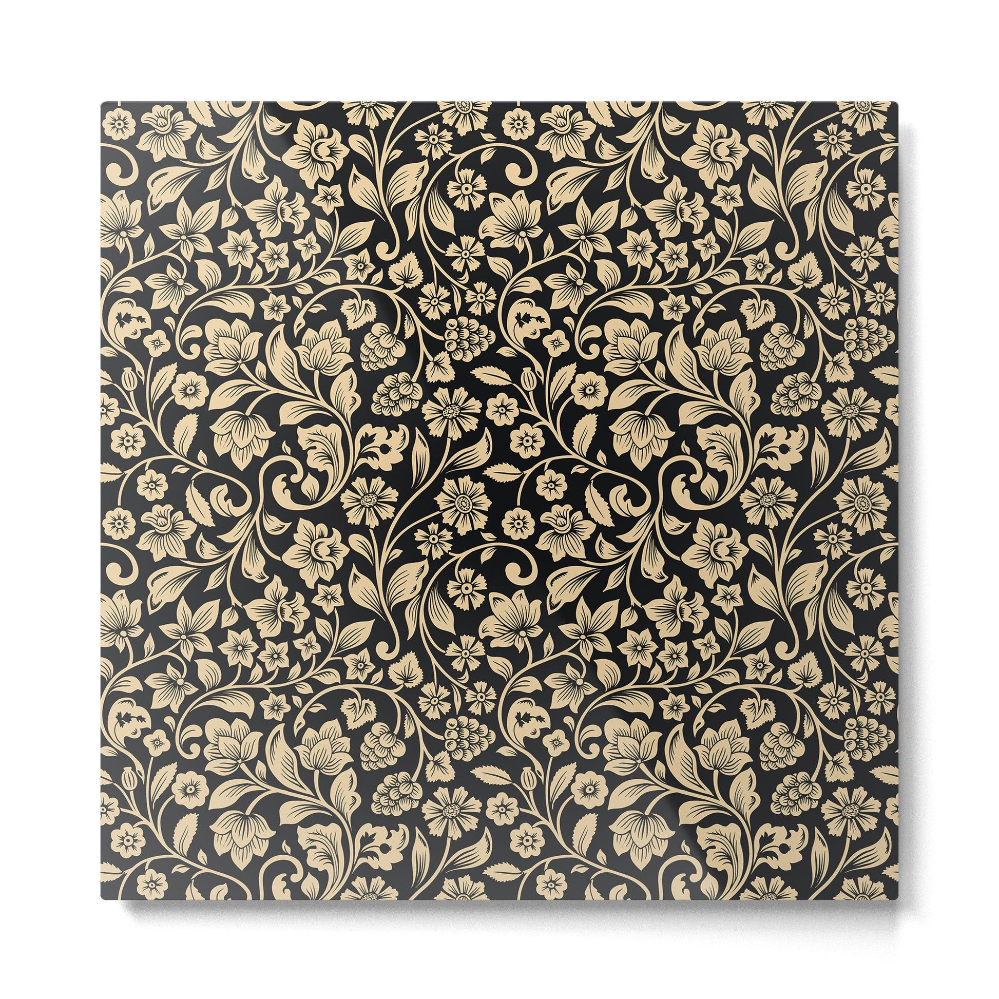 William Morris Style Art Nouveau Dark Floral Metal Print | TeksDecor