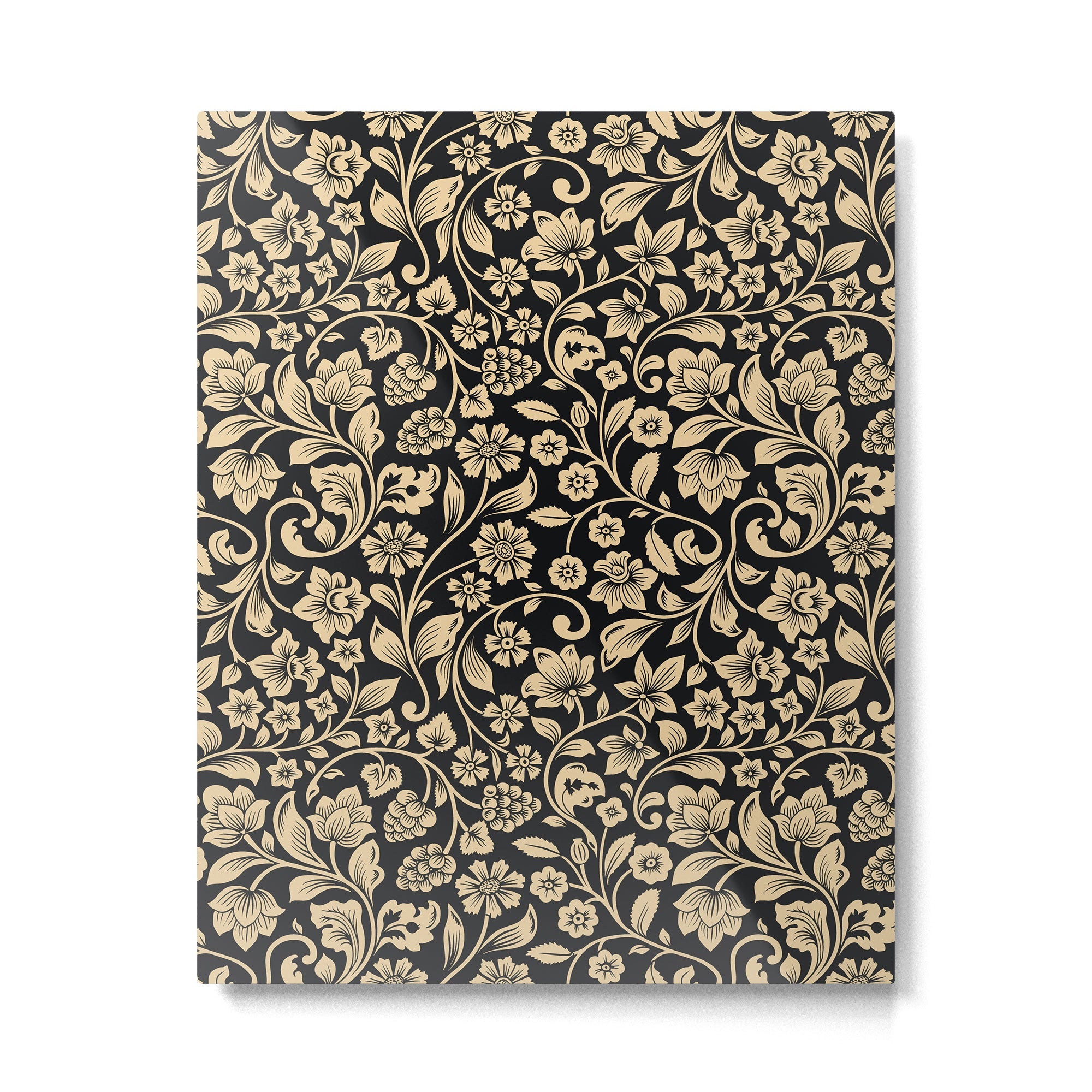William Morris Style Art Nouveau Dark Floral Metal Print | TeksDecor