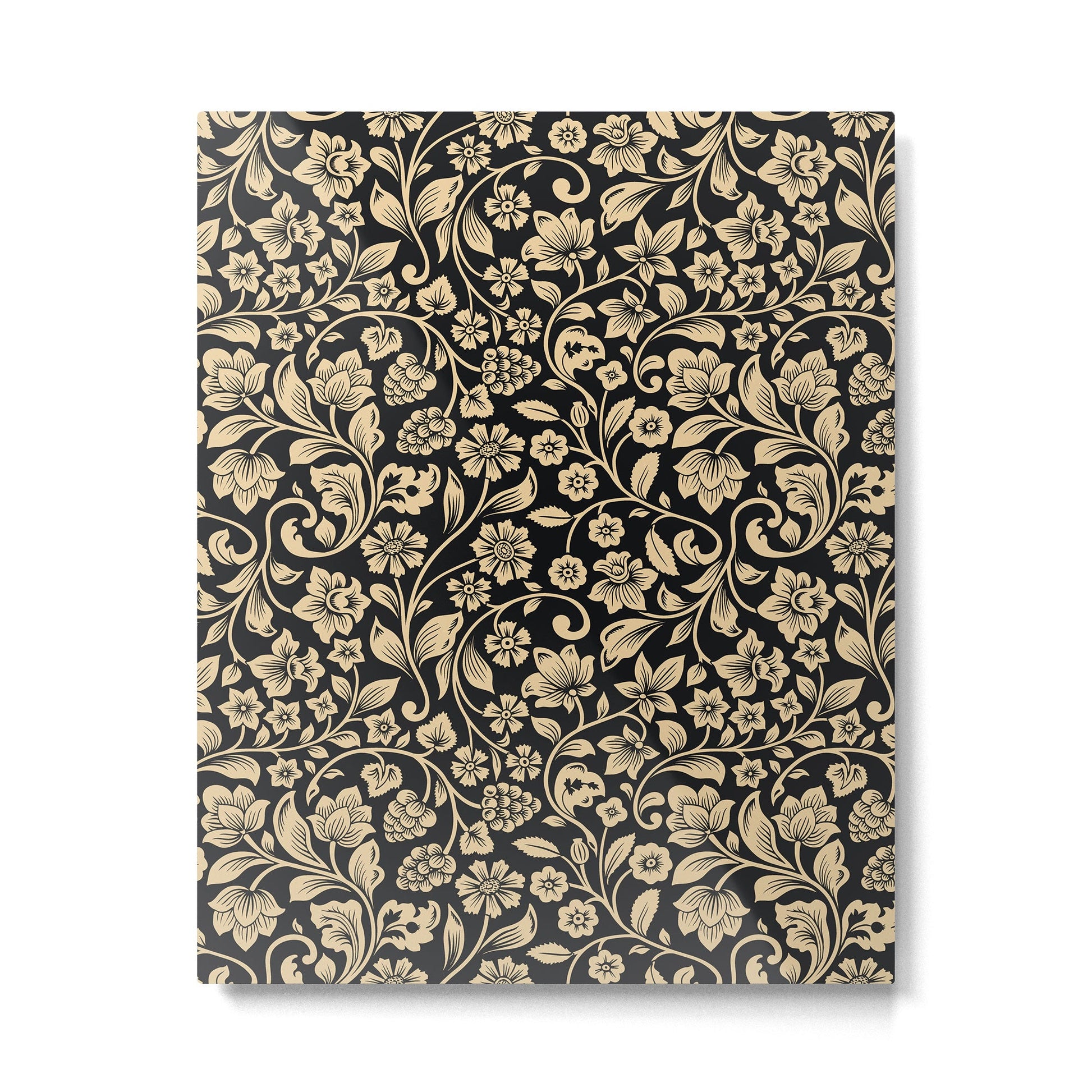 William Morris Style Art Nouveau Dark Floral Metal Print | TeksDecor