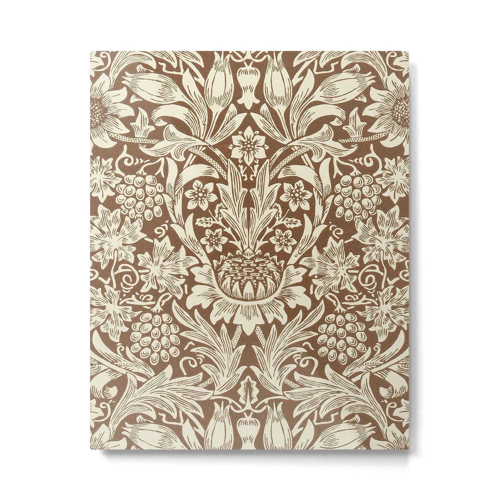 William Morris Sunflower Chocolate Cream Vintage Pattern Metal Print | TeksDecor