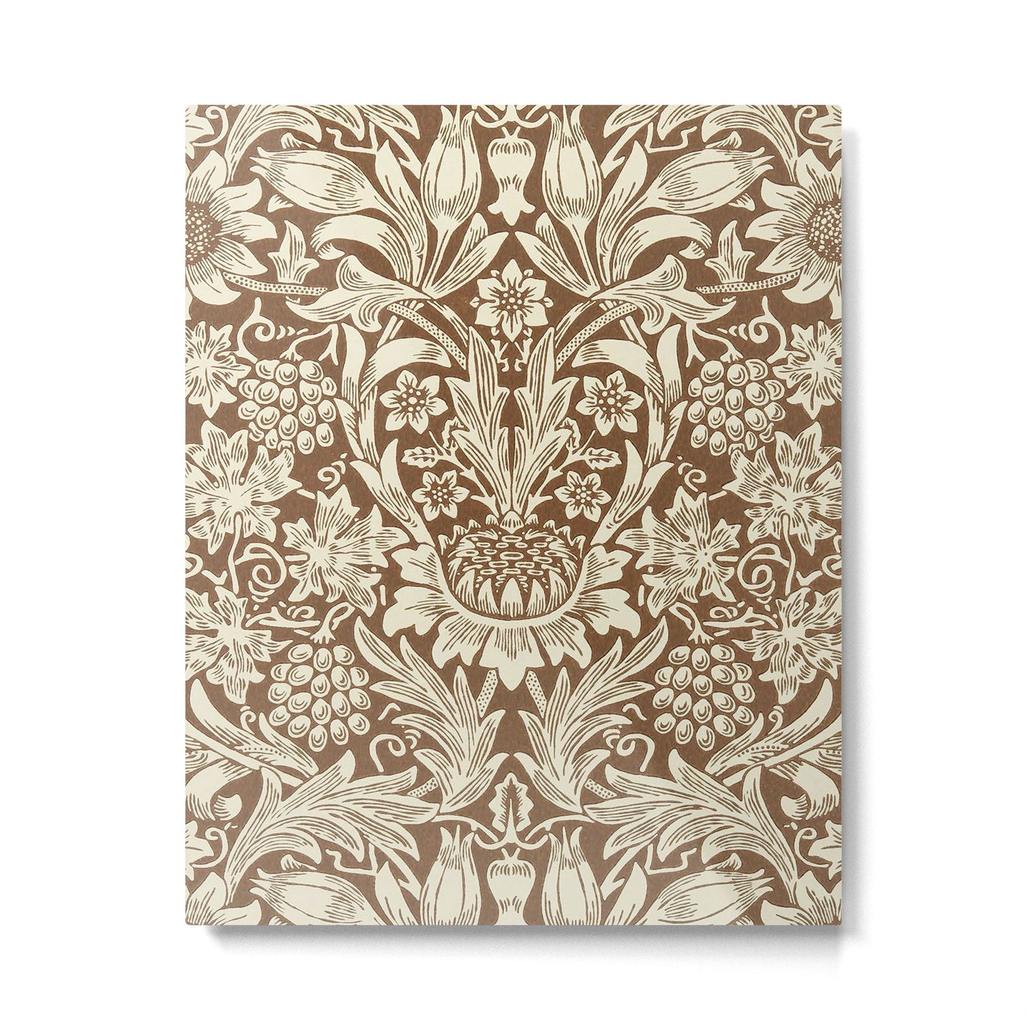 William Morris Sunflower Chocolate Cream Vintage Pattern Metal Print | TeksDecor