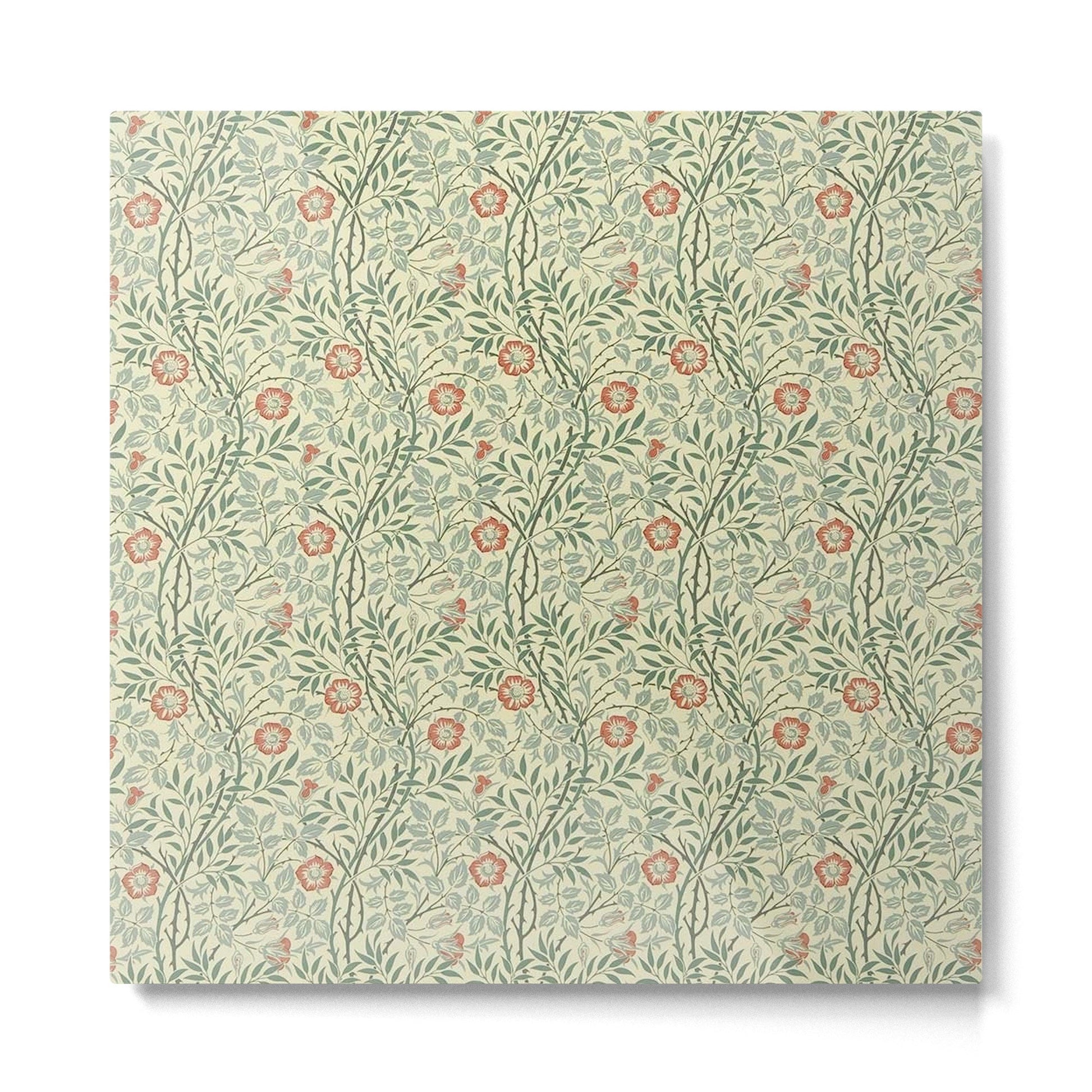 William Morris Sweet Briar Green Coral Metal Print | TeksDecor