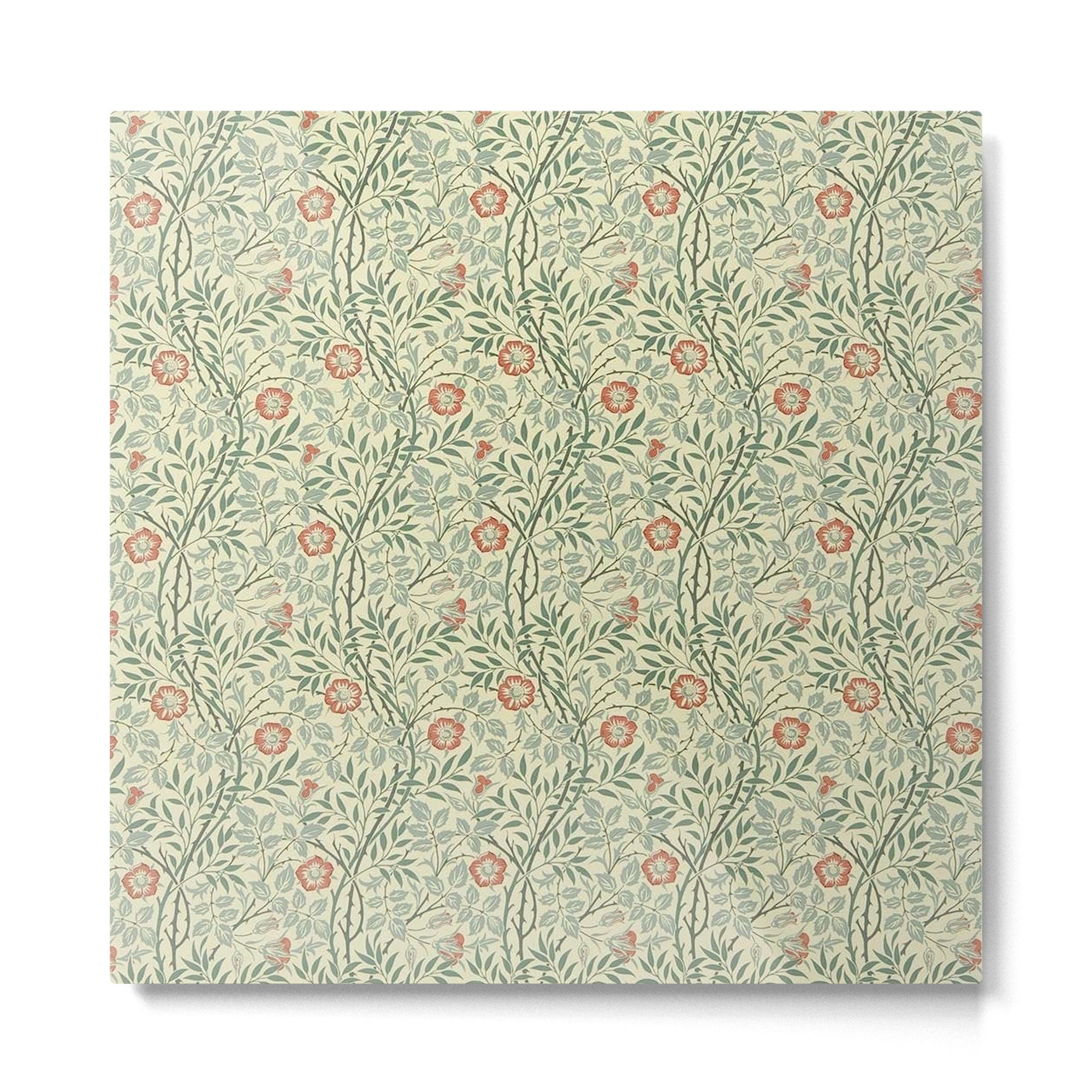 William Morris Sweet Briar Green Coral Metal Print | TeksDecor