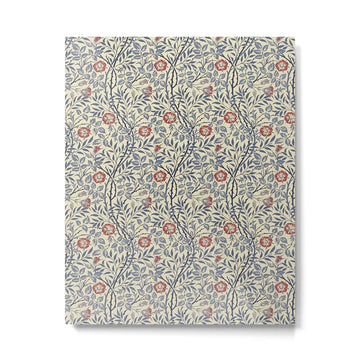 William Morris Sweet Briar Indigo Red Metal Print | TeksDecor