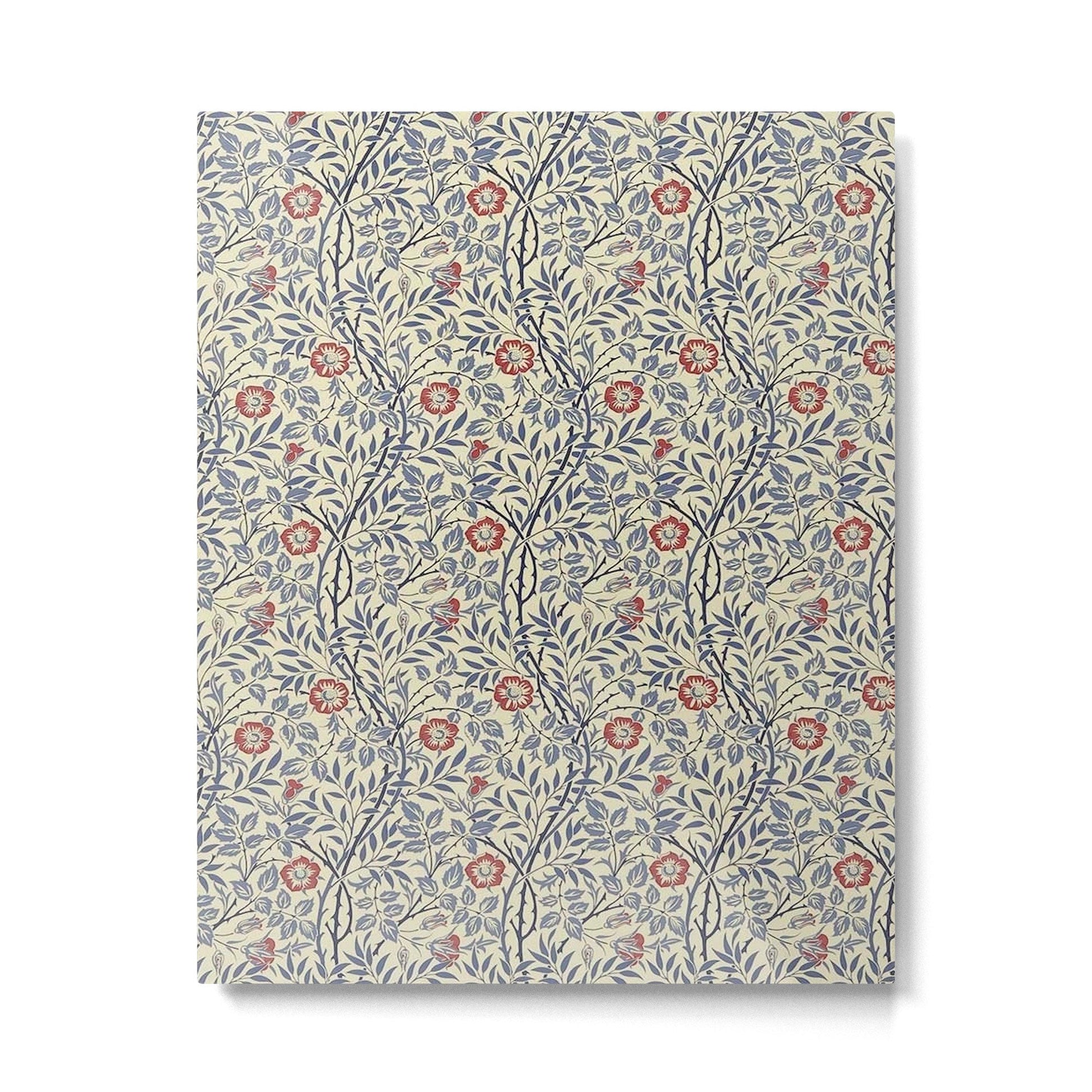 William Morris Sweet Briar Indigo Red Metal Print | TeksDecor