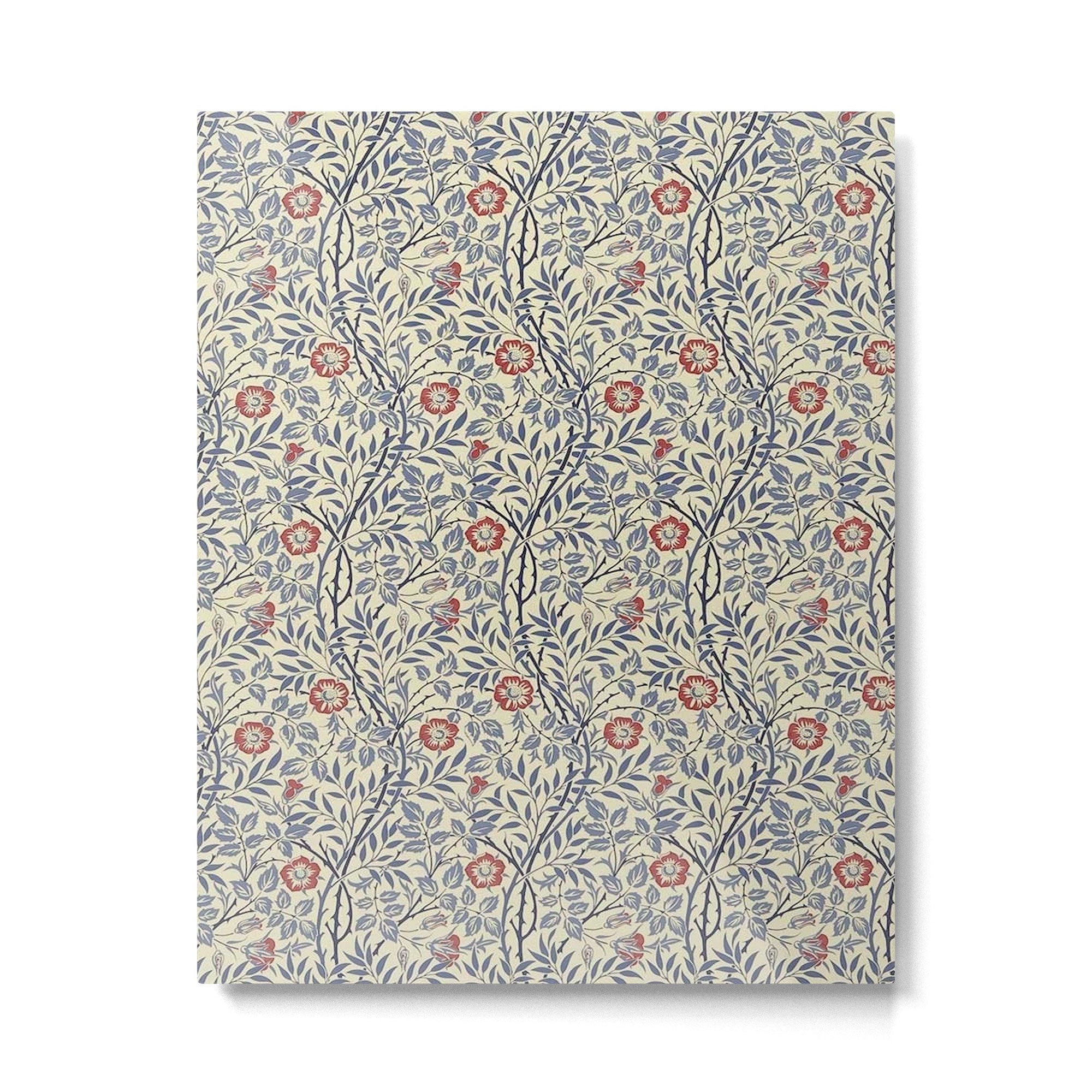 William Morris Sweet Briar Indigo Red Metal Print | TeksDecor
