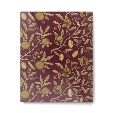 William Morris Tudor Fruits Dark Wine Red Vintage Pattern Metal Print | TeksDecor