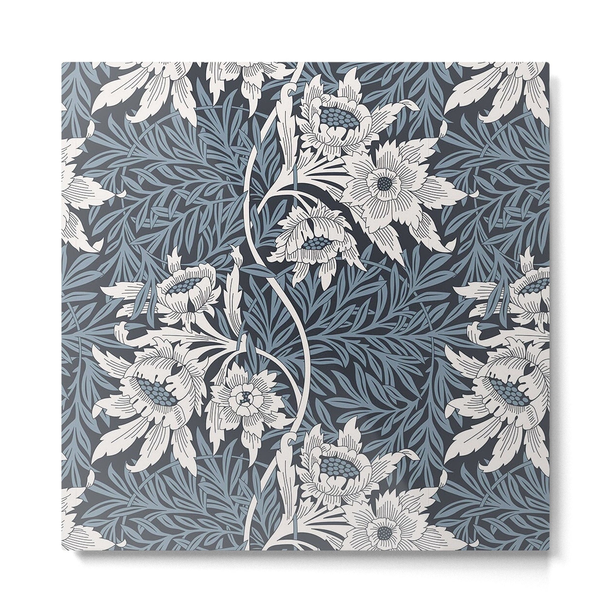 William Morris Tulip and Willow Navy Blue Metal Print | TeksDecor