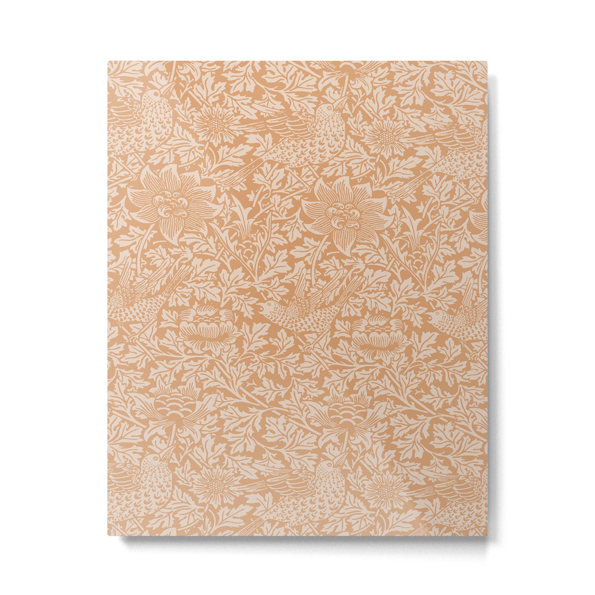 William Morris Vintage Bird & Anemone Soft Apricot Metal Print | TeksDecor