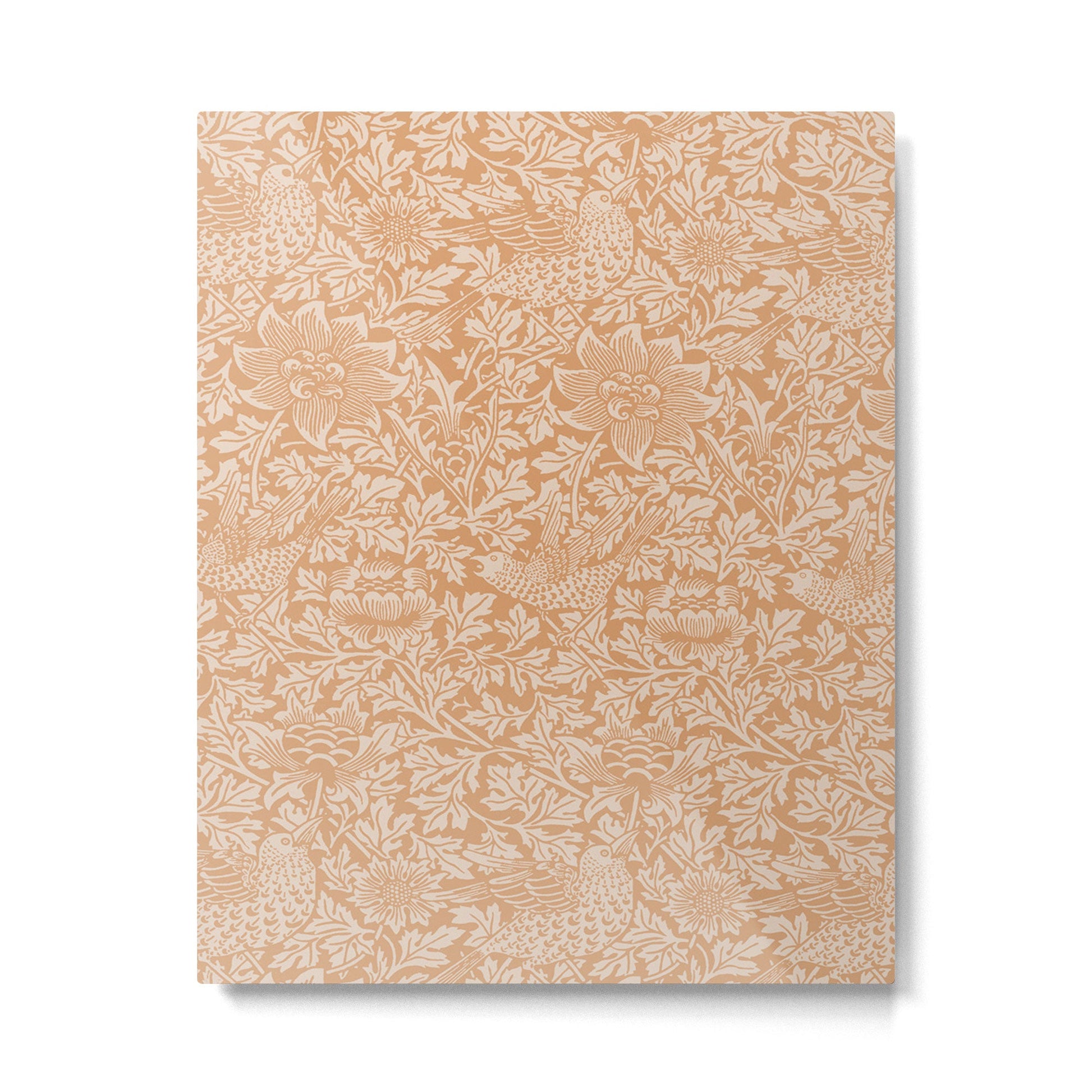 William Morris Vintage Bird & Anemone Soft Apricot Metal Print | TeksDecor