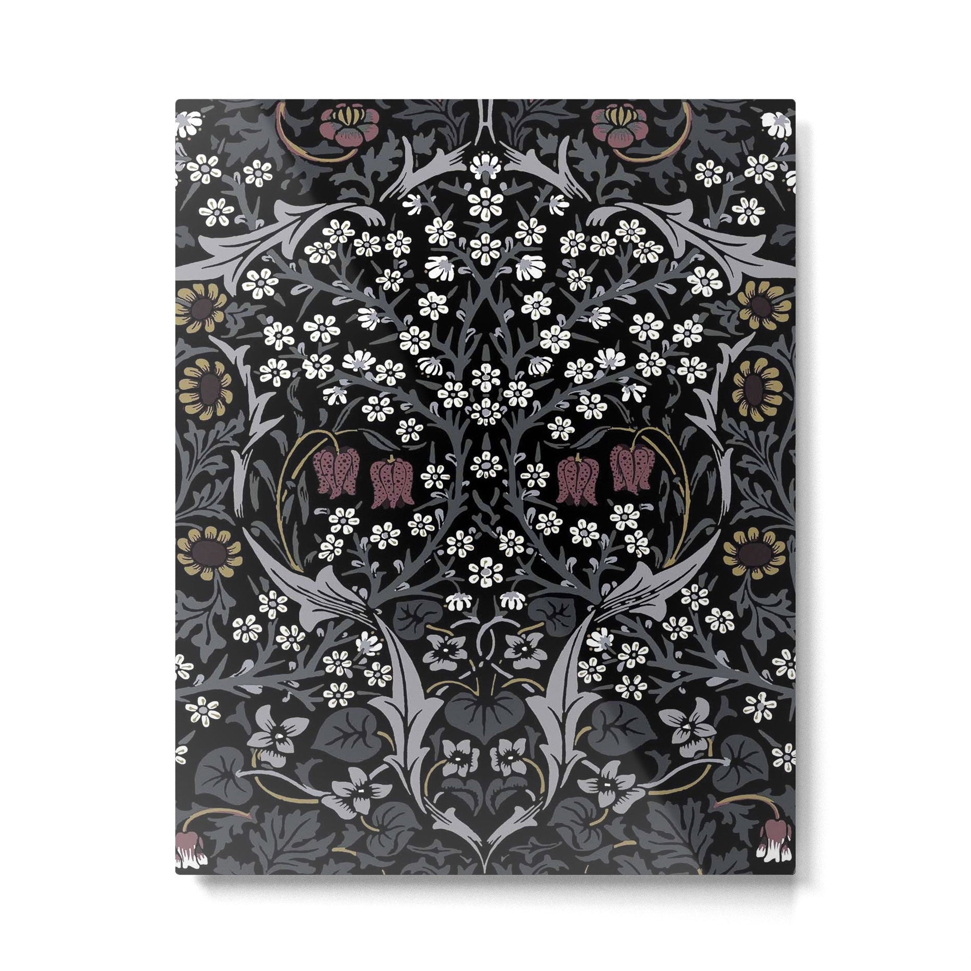 William Morris Vintage Blackthorn Black Metal Print | TeksDecor