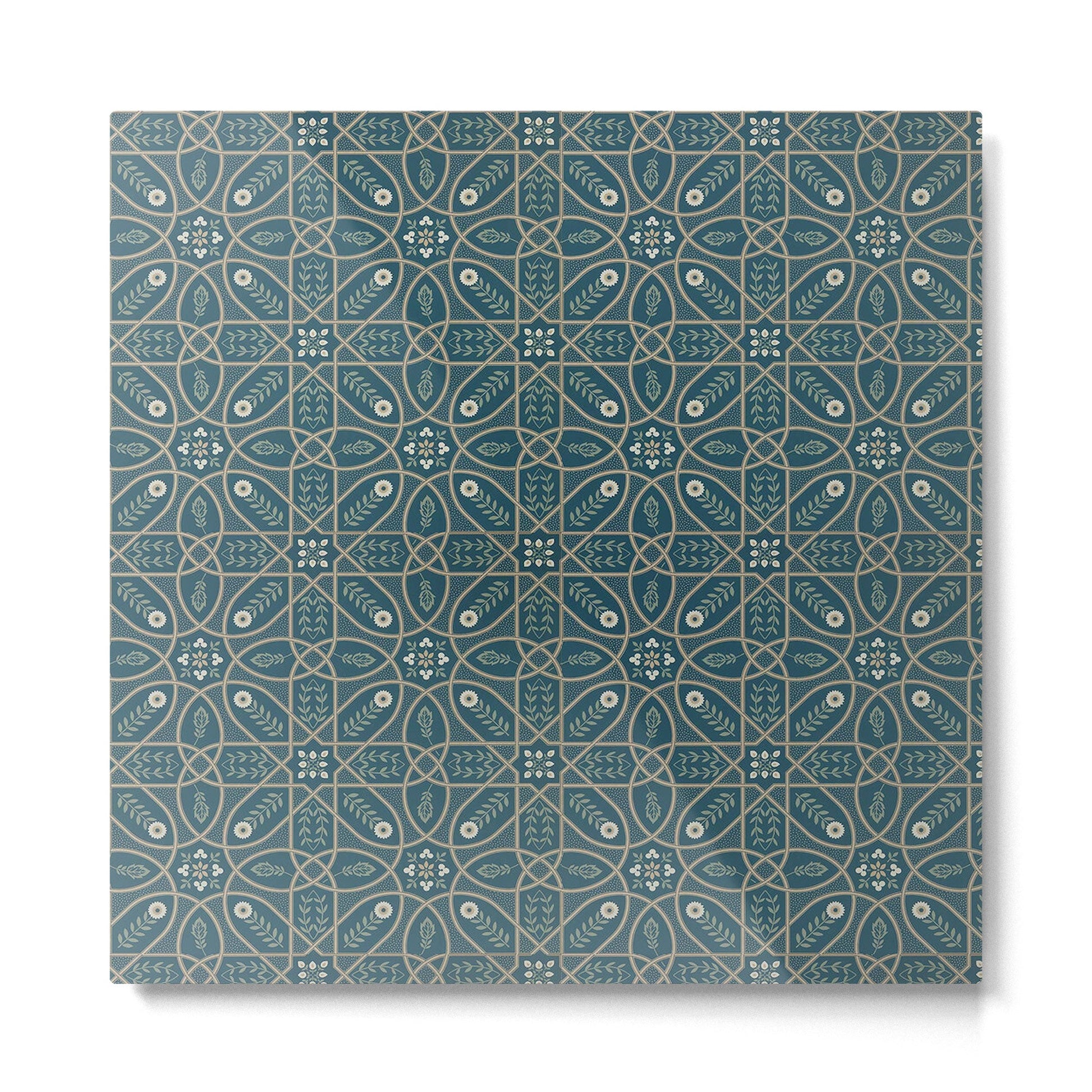 William Morris Vintage Brophy Trellis Teal Metal Print | TeksDecor
