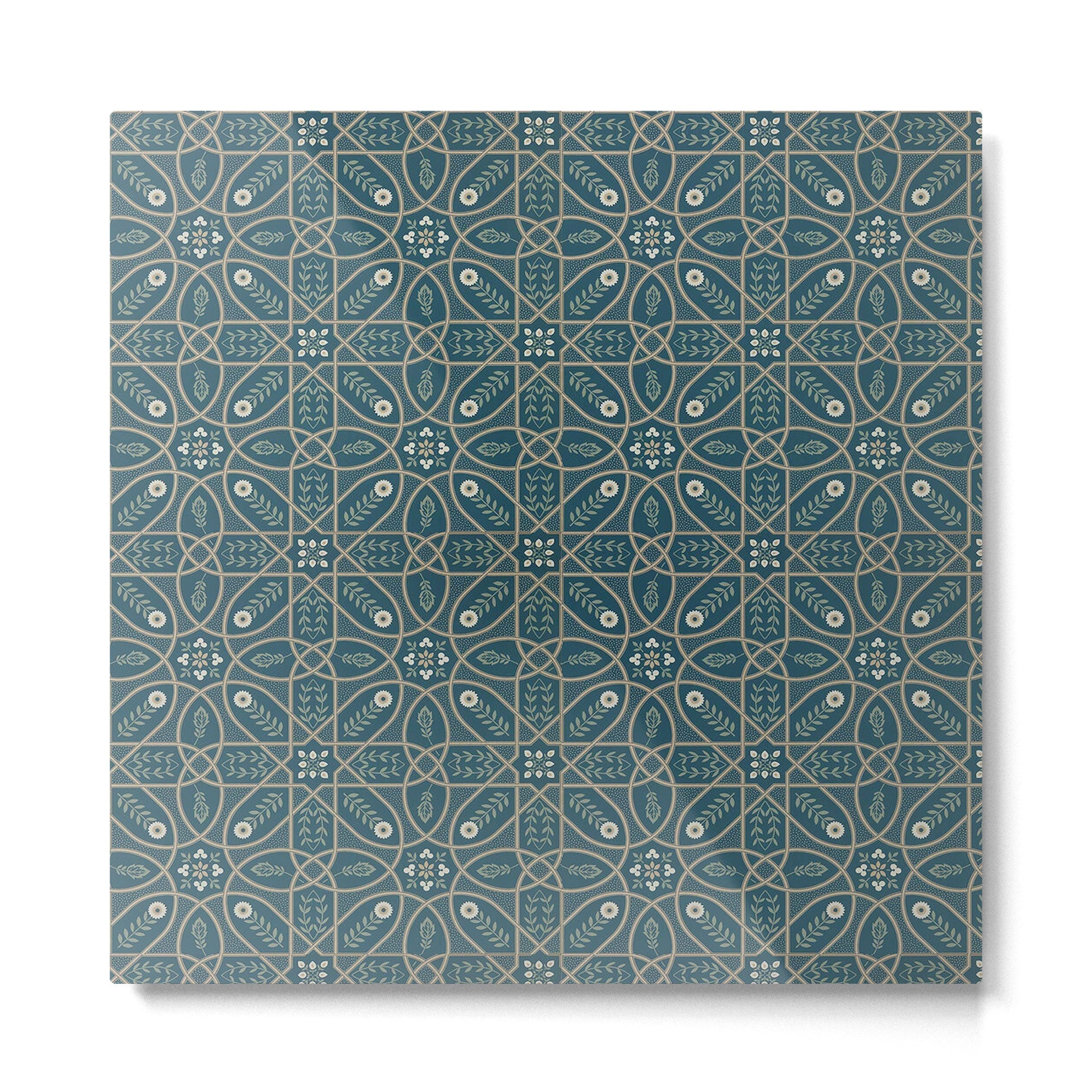 William Morris Vintage Brophy Trellis Teal Metal Print | TeksDecor