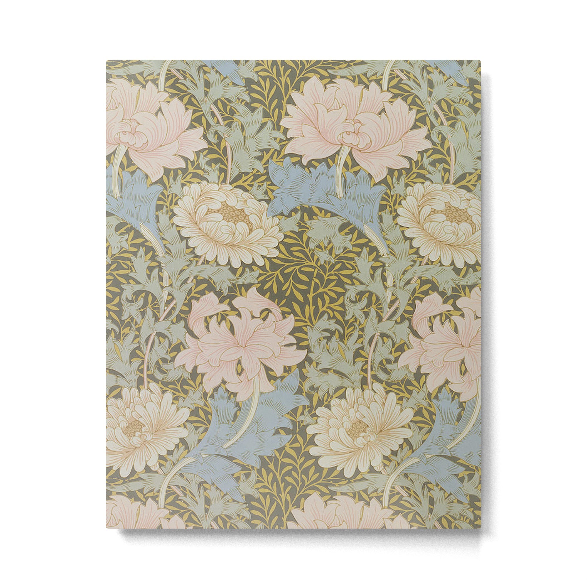 William Morris Vintage Chrysanthemum Pastel Pink Gold Blue 1876  Metal Print | TeksDecor
