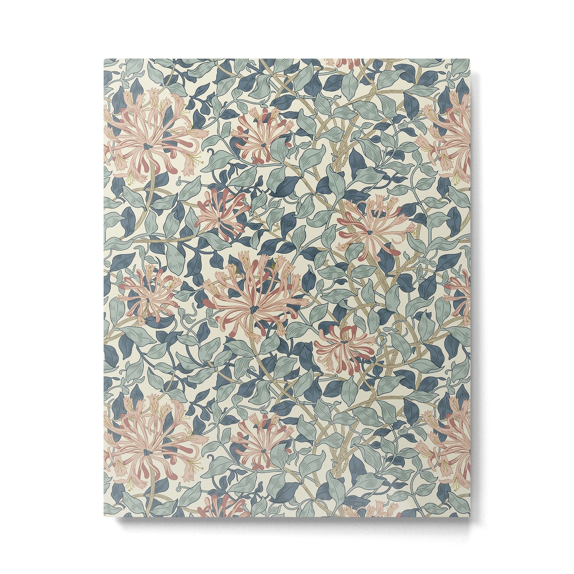 William Morris Vintage Honeysuckle Aqua Metal Print | TeksDecor