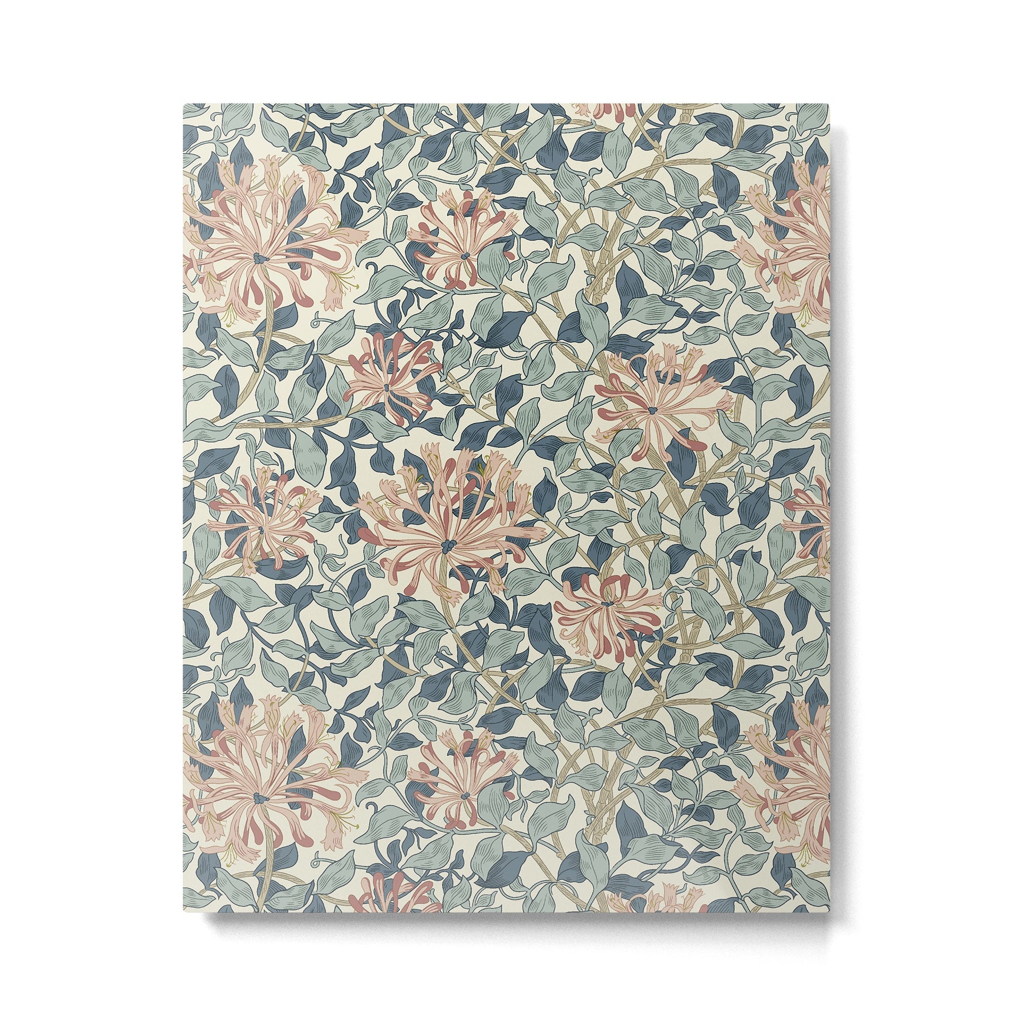 William Morris Vintage Honeysuckle Aqua Metal Print | TeksDecor