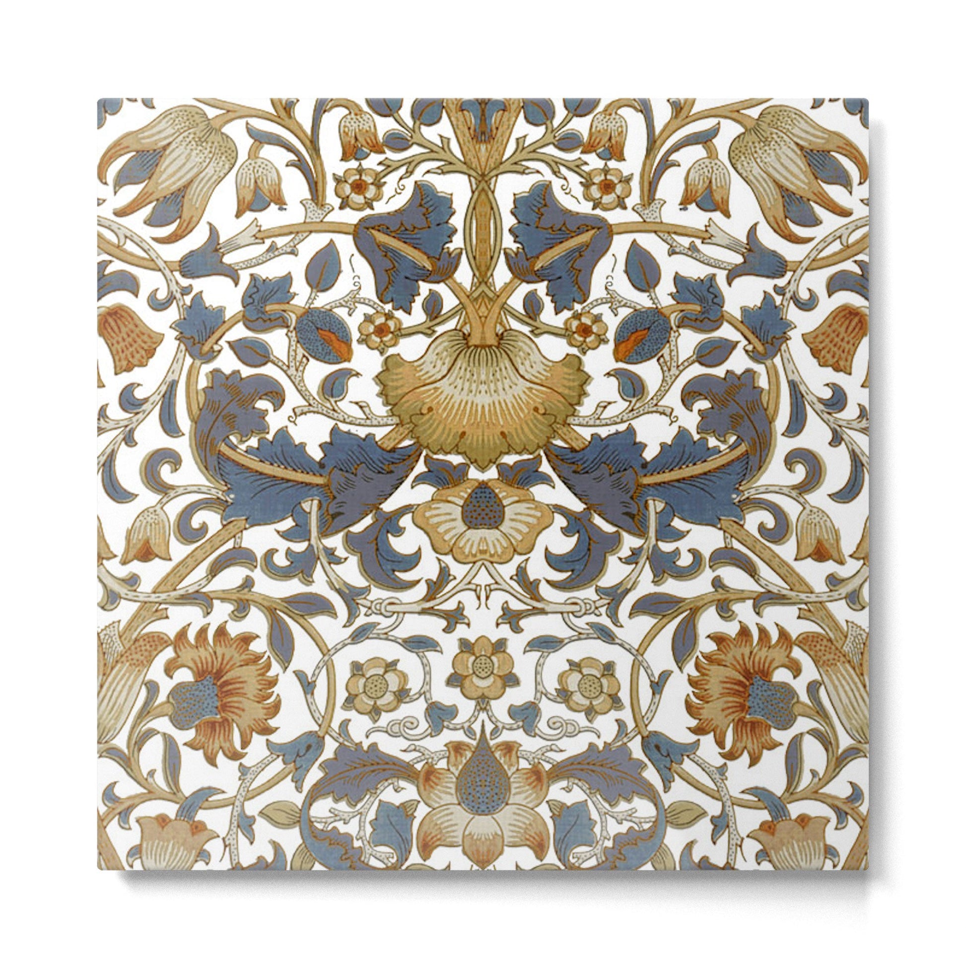 William Morris Vintage Lodden Blue Gold Metal Print | TeksDecor