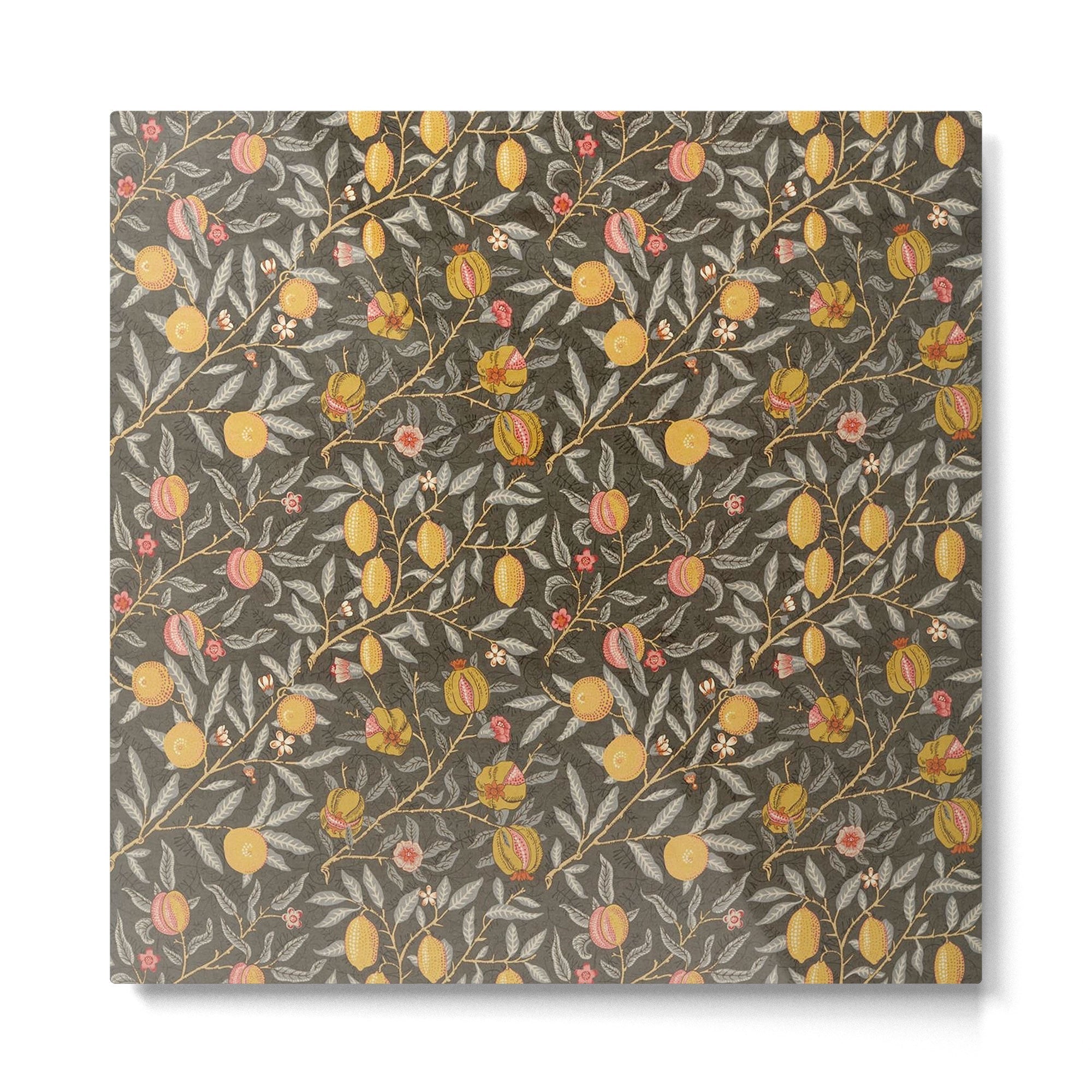 William Morris Vintage Pomegranate Fruit Walnut Bullrush Pattern  Metal Print | TeksDecor