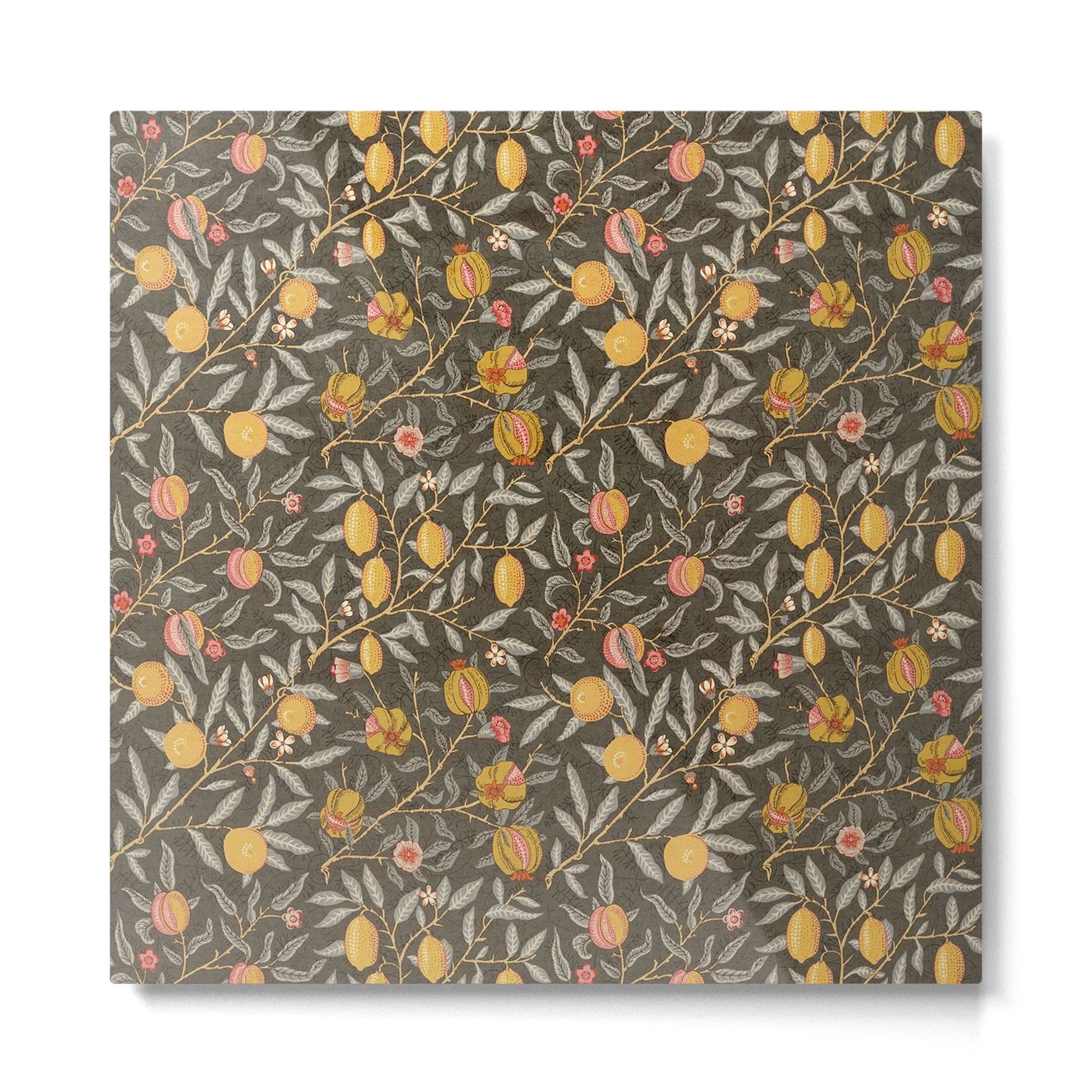 William Morris Vintage Pomegranate Fruit Walnut Bullrush Pattern  Metal Print | TeksDecor