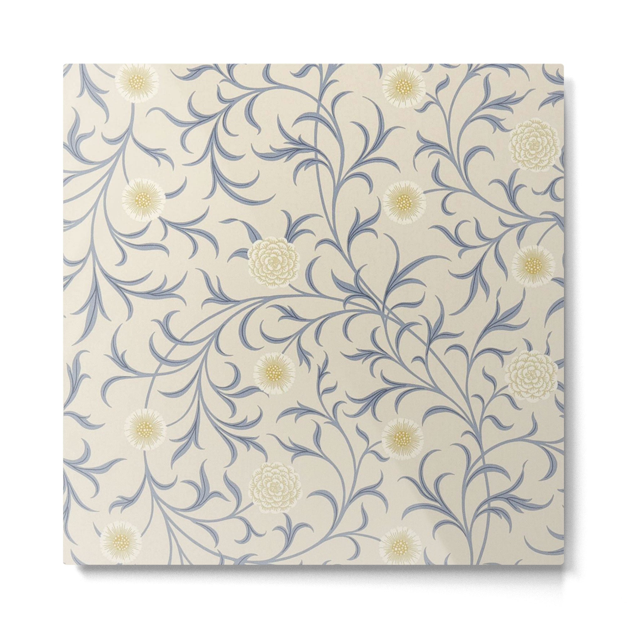 William Morris Vintage Scroll Parchment Mineral Metal Print | TeksDecor
