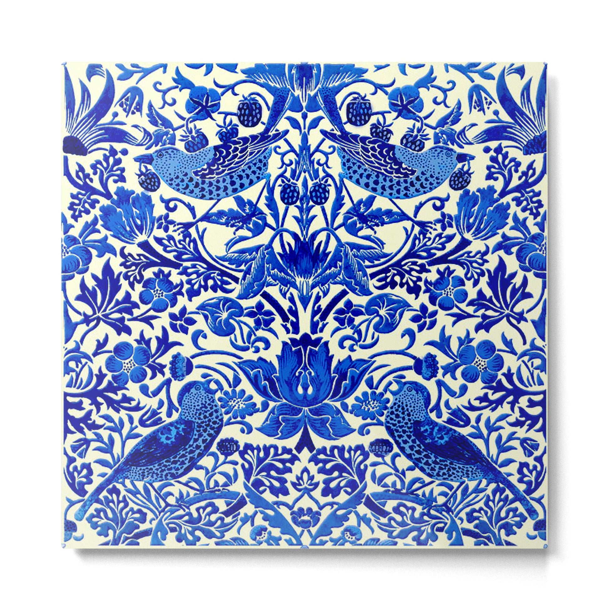 William Morris Vintage Strawberry Thief Cobalt Blue  Metal Print | TeksDecor